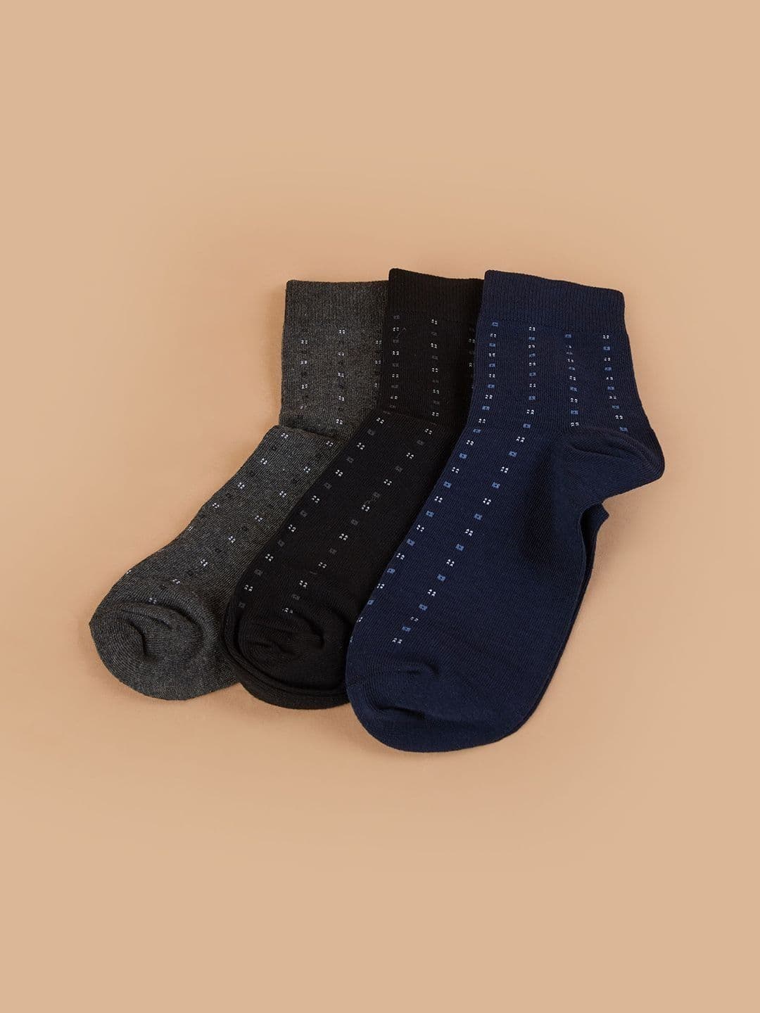 CODE by Lifestyle Men Pack Of 3 Patterned Cotton Ankle Length Socks - view 1