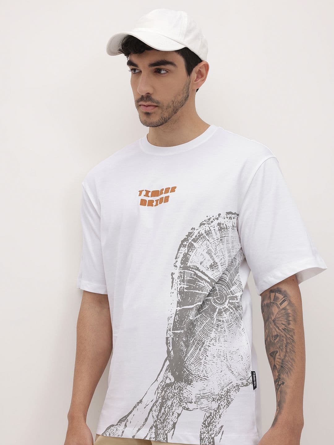The Roadster Life Co. Printed Drop-Shoulder Sleeves Relaxed Cotton T-shirt - view 1