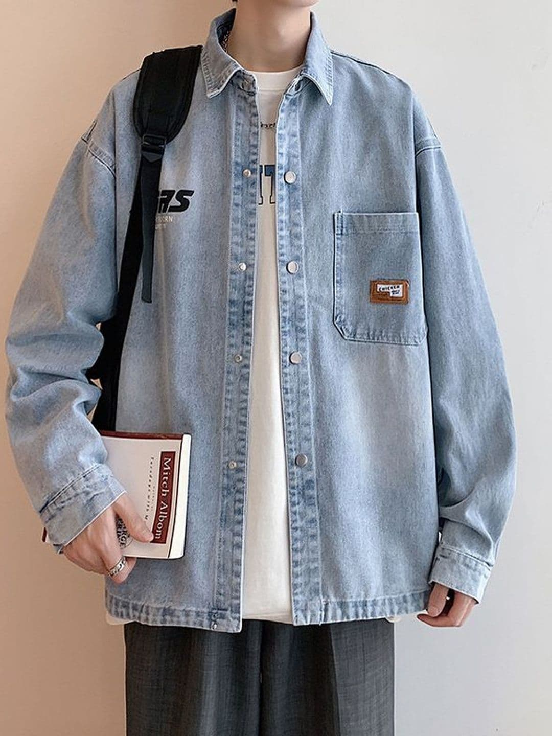 Suo Men Windcheater Longline Outdoor Denim Jacket - view 1