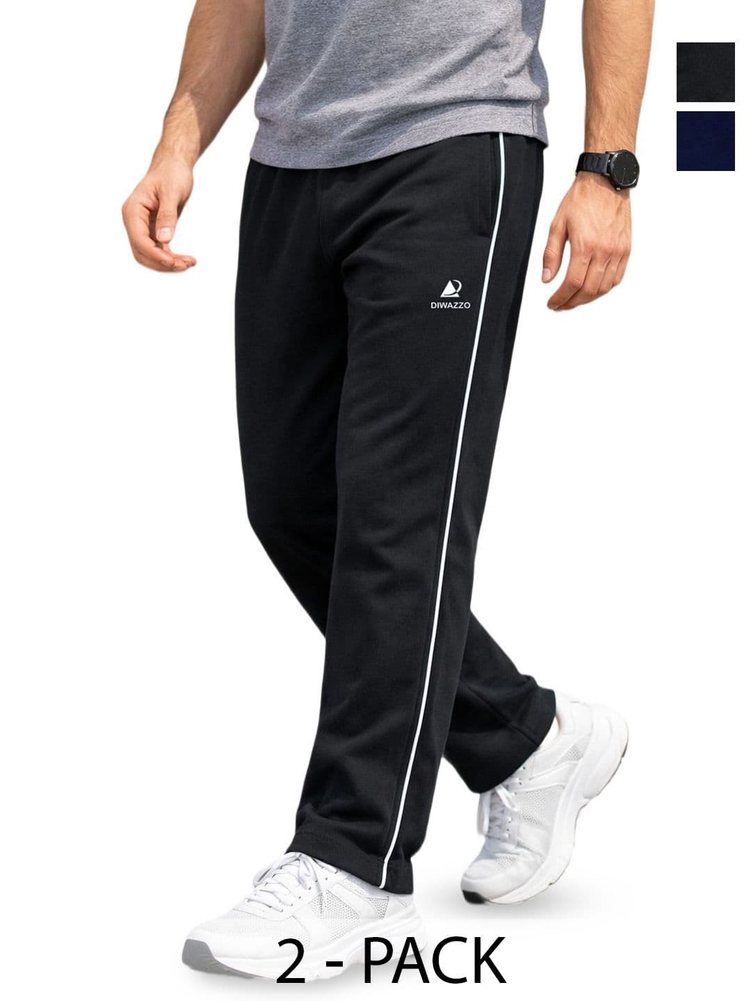 Diwazzo Men Pack Of 2 Striped Cotton Track Pants - view 1