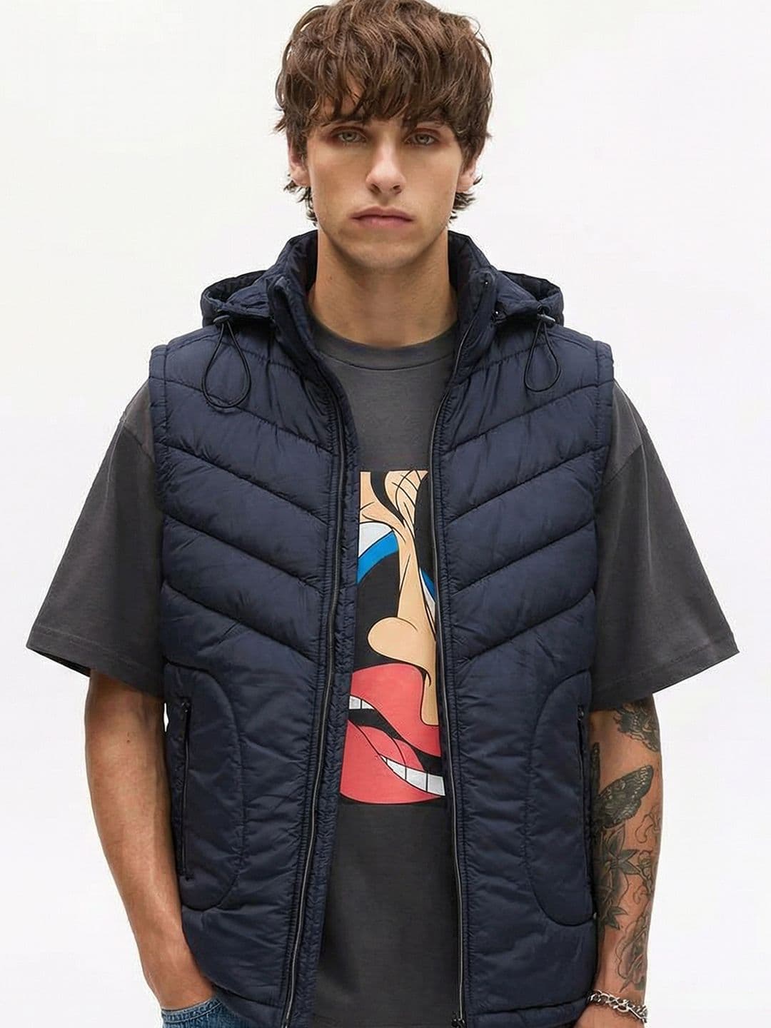 HIGHLANDER Men Navy Blue Solid Hooded Padded Jacket - view 1