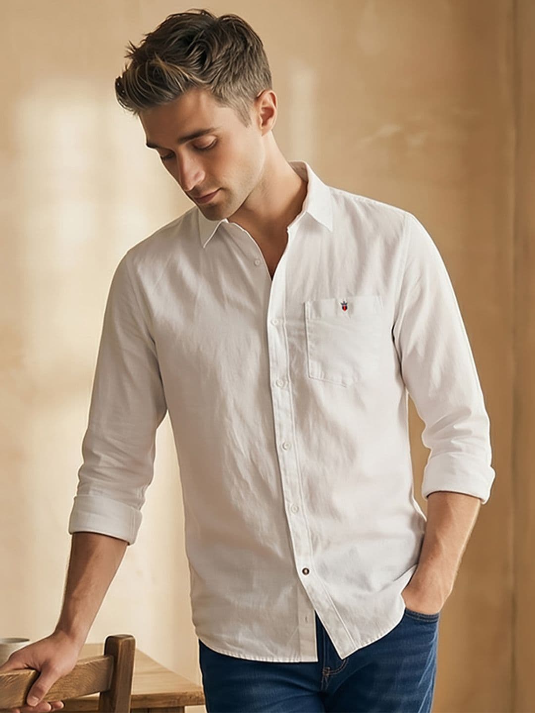 Louis Philippe Jeans Men Slim Fit Over Dyed Soft Handfeel Full Sleeve Casual Shirt - view 1