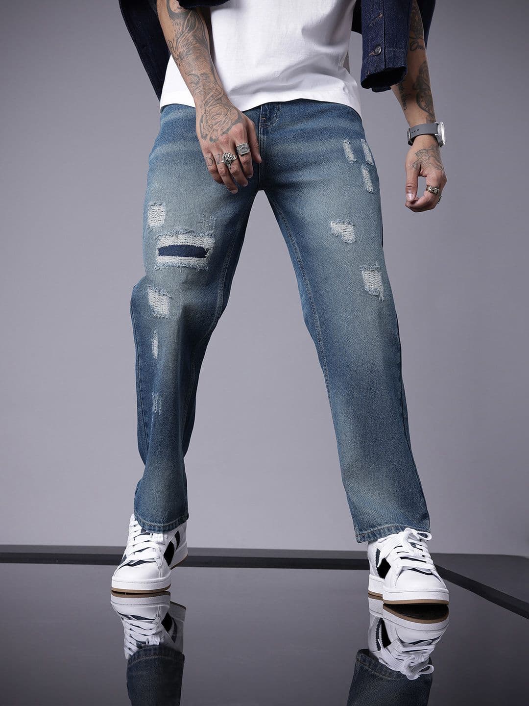 SOKO STREET Men Relaxed Fit Mid-Rise Mildly Distressed Non-Stretchable Pure Cotton Jeans - view 1