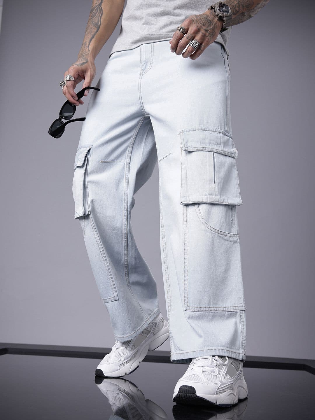 SOKO STREET Men Pure Cotton Relaxed Fit Cargo Style Jeans - view 1