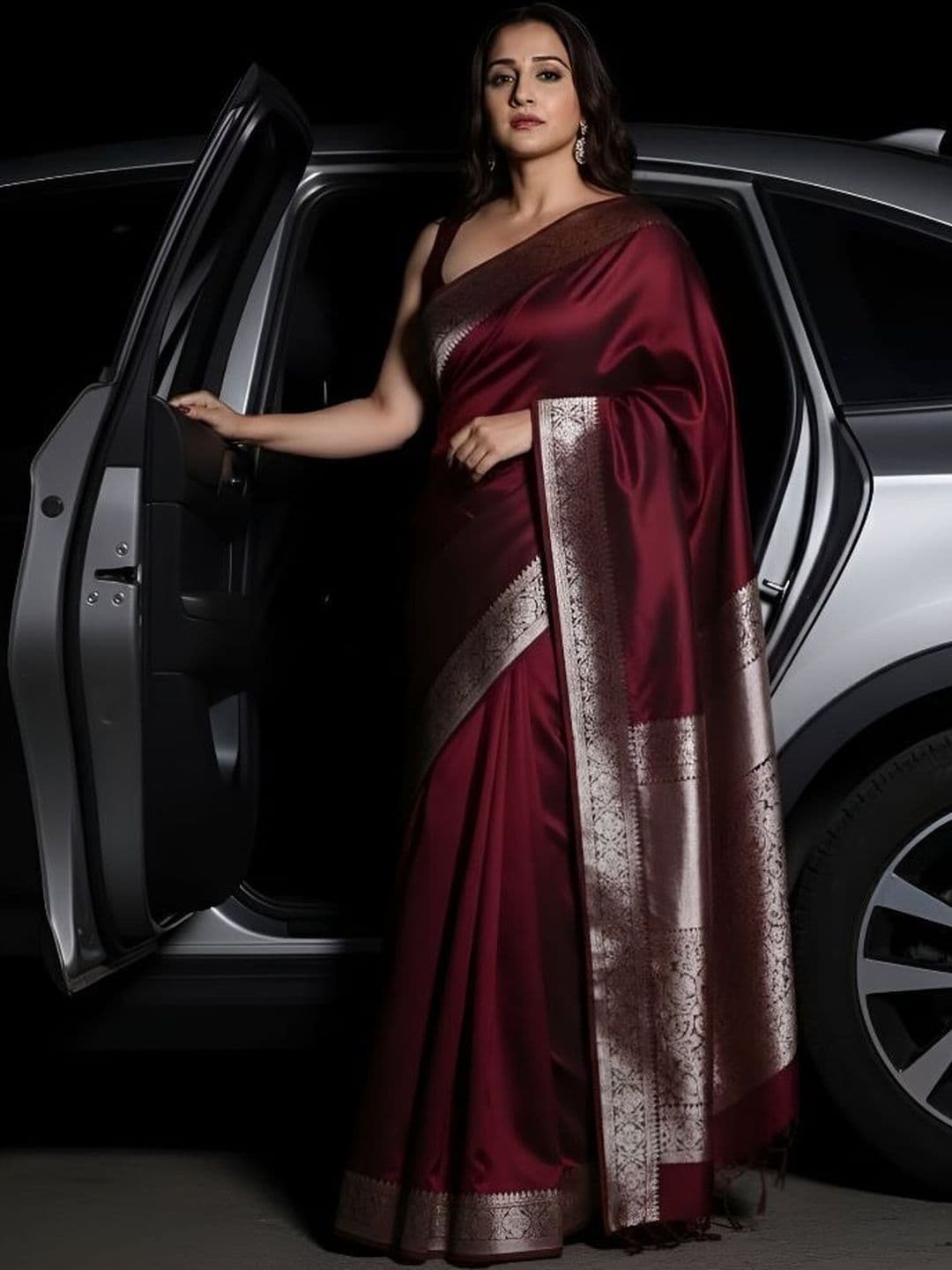 SIJILEEN Woven Design Zari Satin Banarasi Saree - view 1