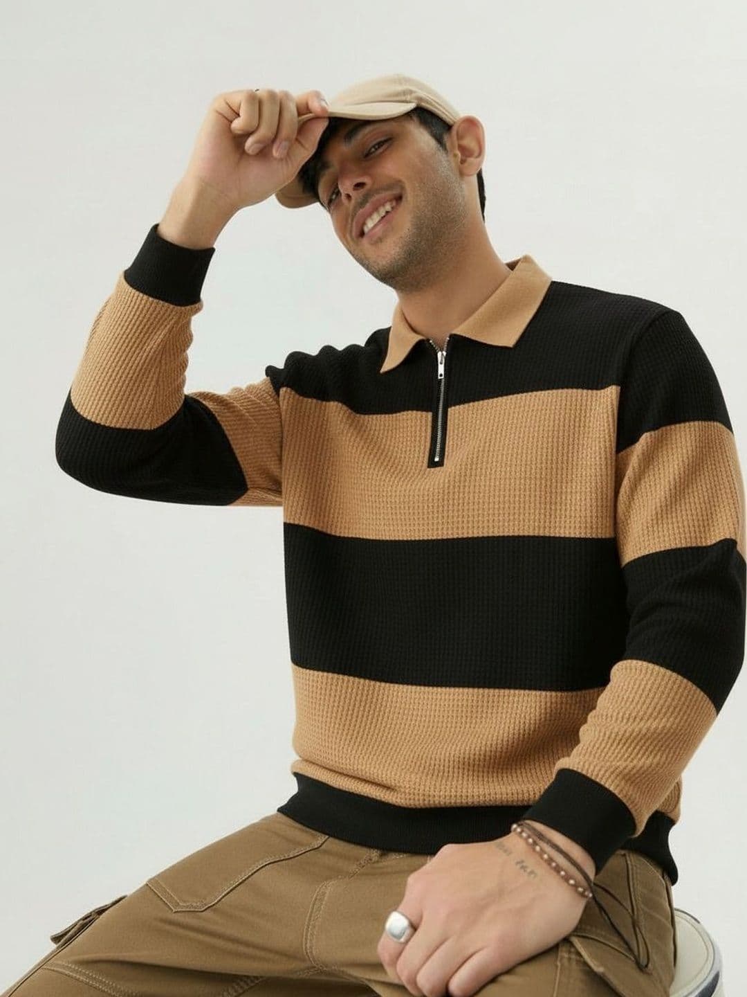 Mobox Men Striped Polo Collar T-shirt - view 1