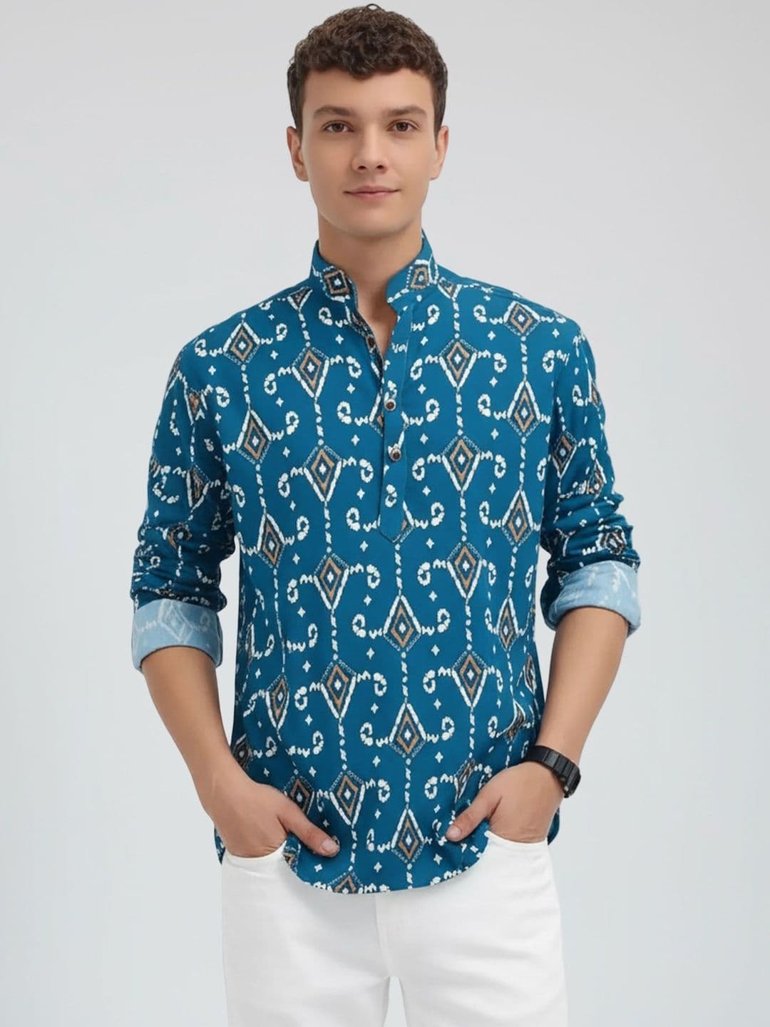 HERE&NOW Men Paisley Thread Work Kurta - view 1