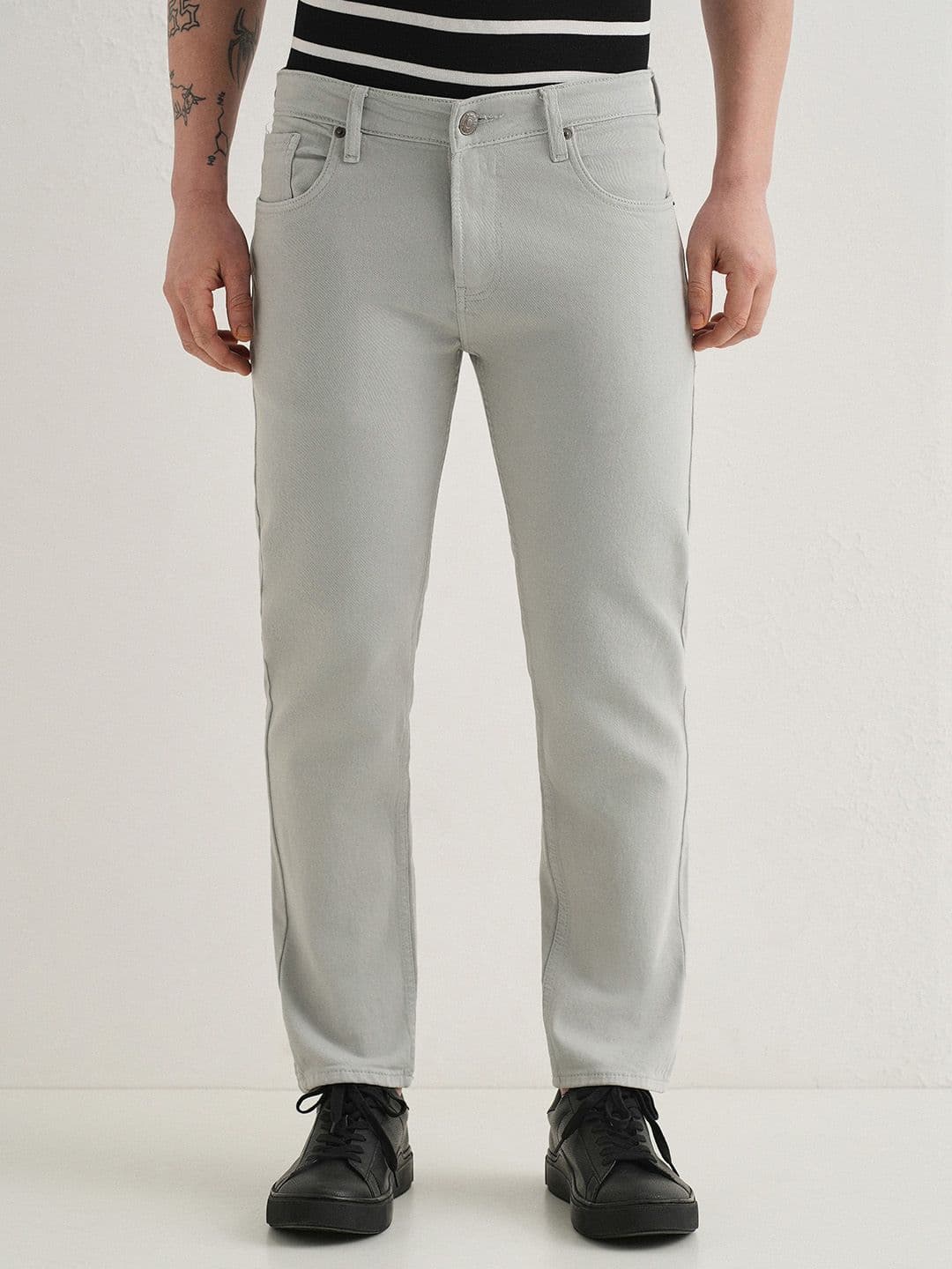 Banana Club Men Light Grey Ankle Slim Fit Denim Stretchable Jeans - view 1