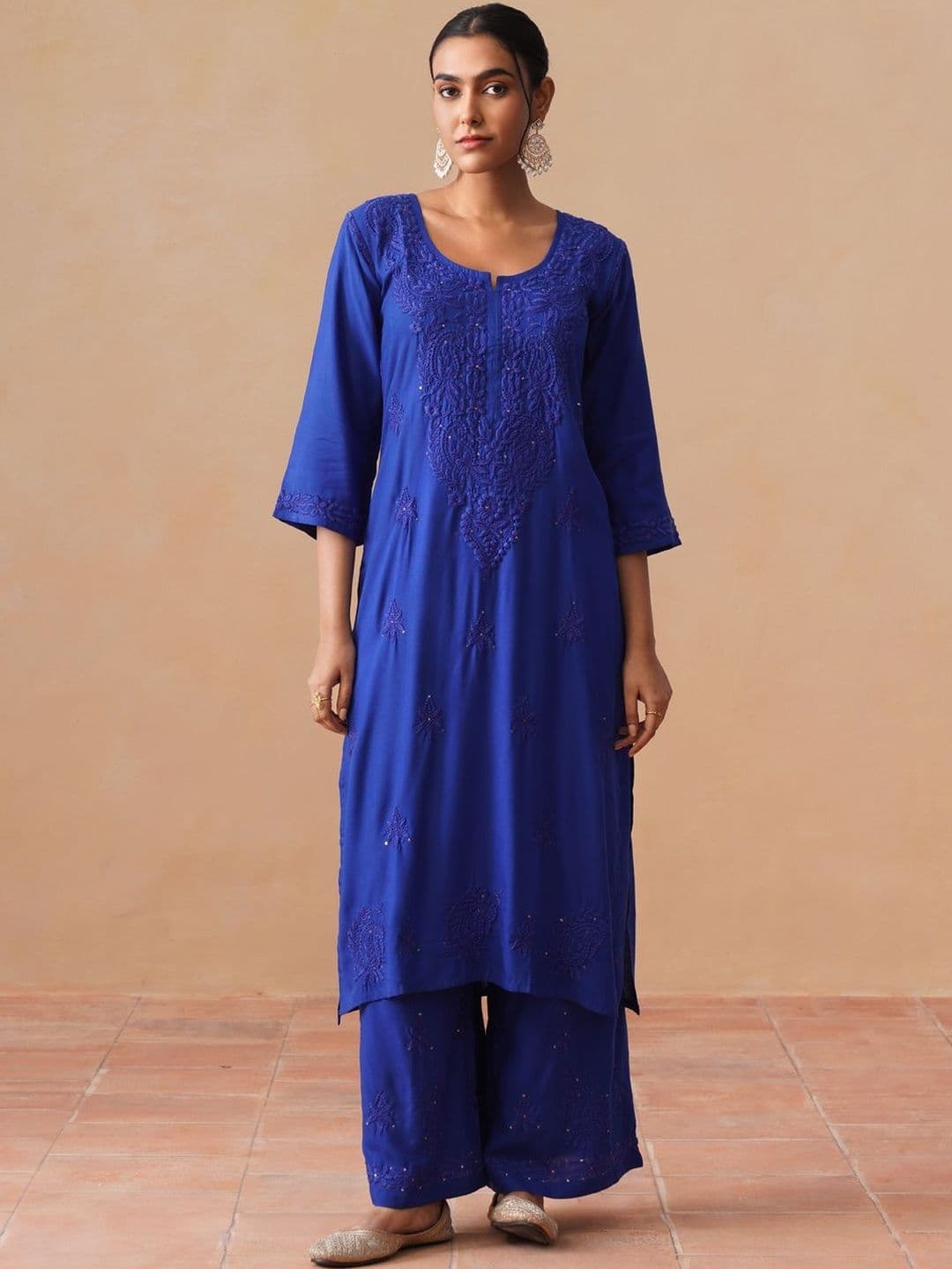 SAZRIKA Embroidered Regular Thread Work Kurta with Palazzos & With Dupatta - view 1