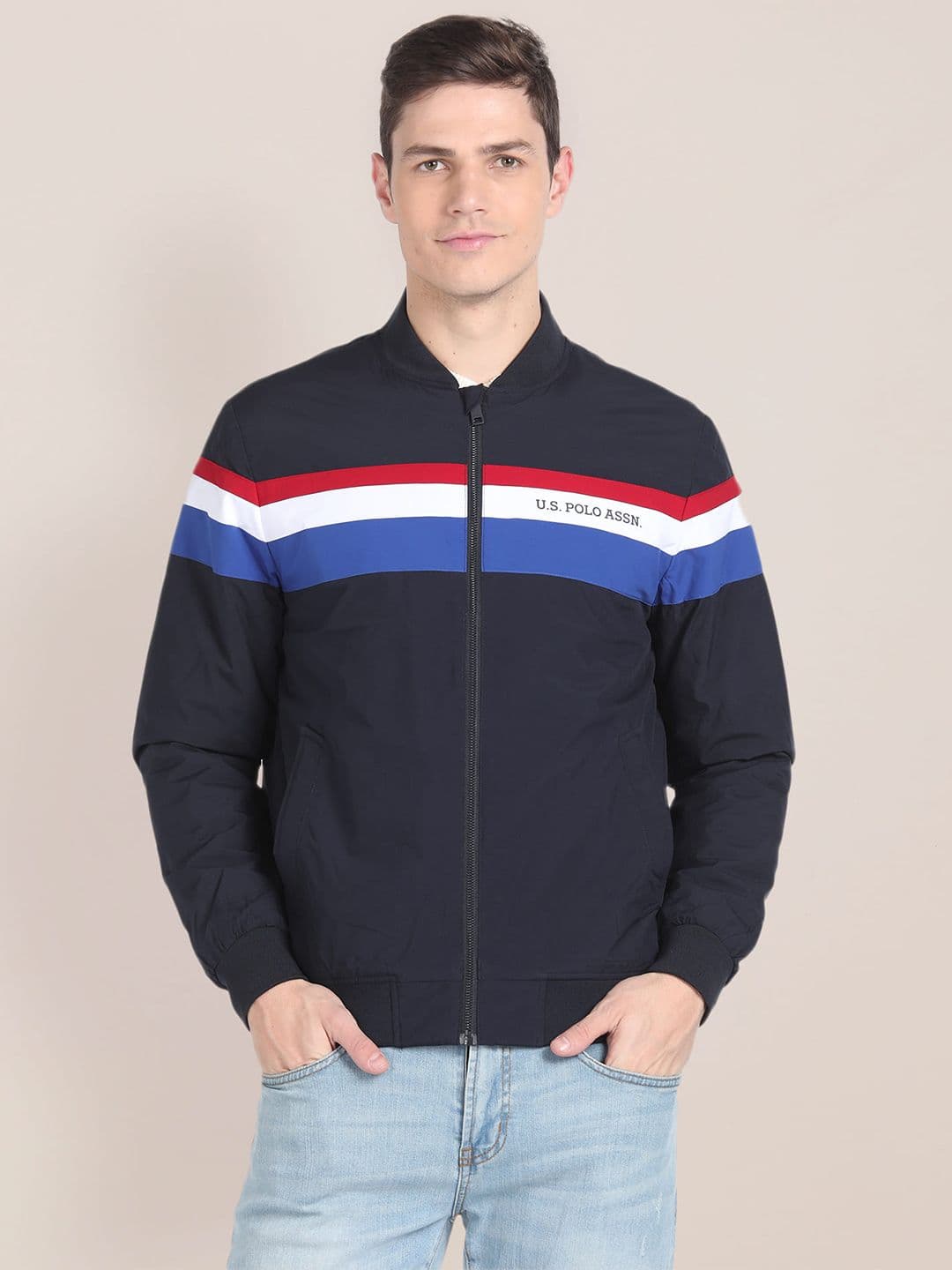 U.S. Polo Assn. Striped Lightweight Bomber Jacket - view 1