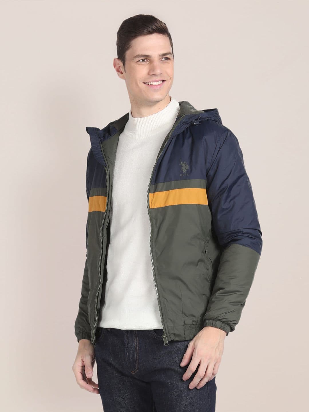 U.S. Polo Assn. Colourblocked Lightweight Bomber Jacket - view 1