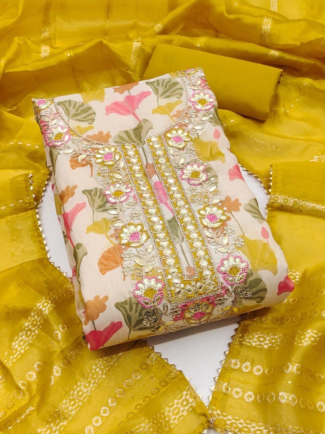 HERE&NOW Printed Unstitched Dress Material - view 1