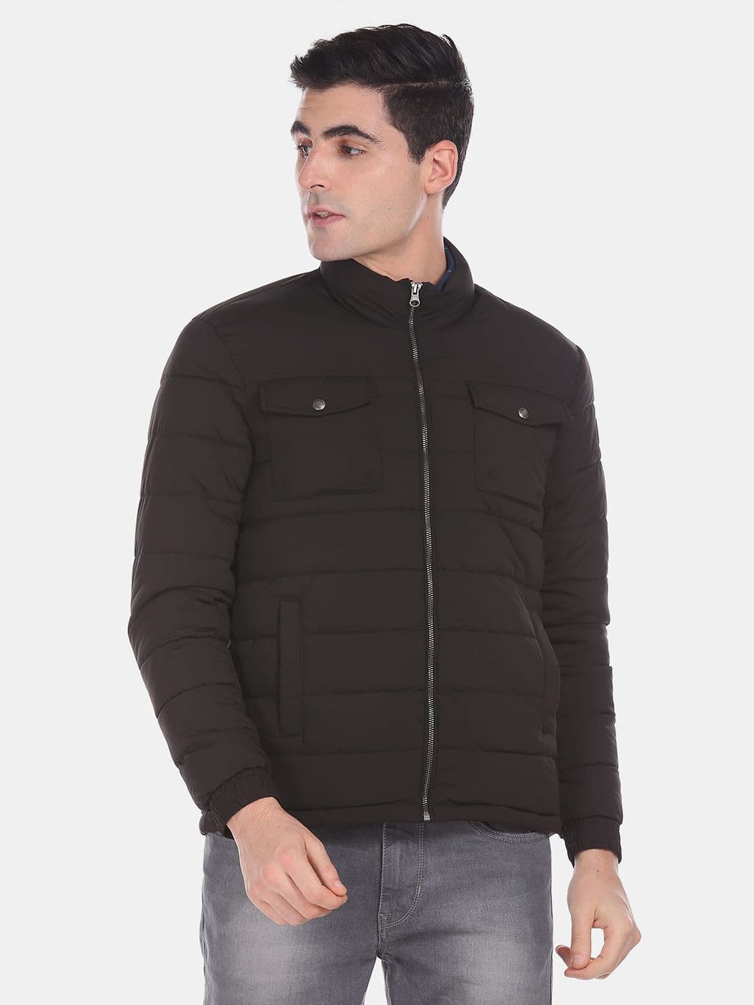 U.S. Polo Assn. Men Black Solid Padded Jacket - view 1