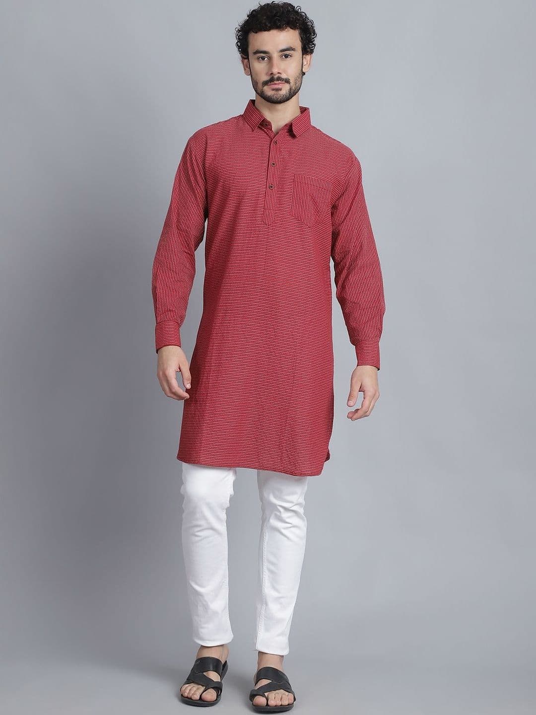 Aarsha Men Striped Pathani Kurta - view 1