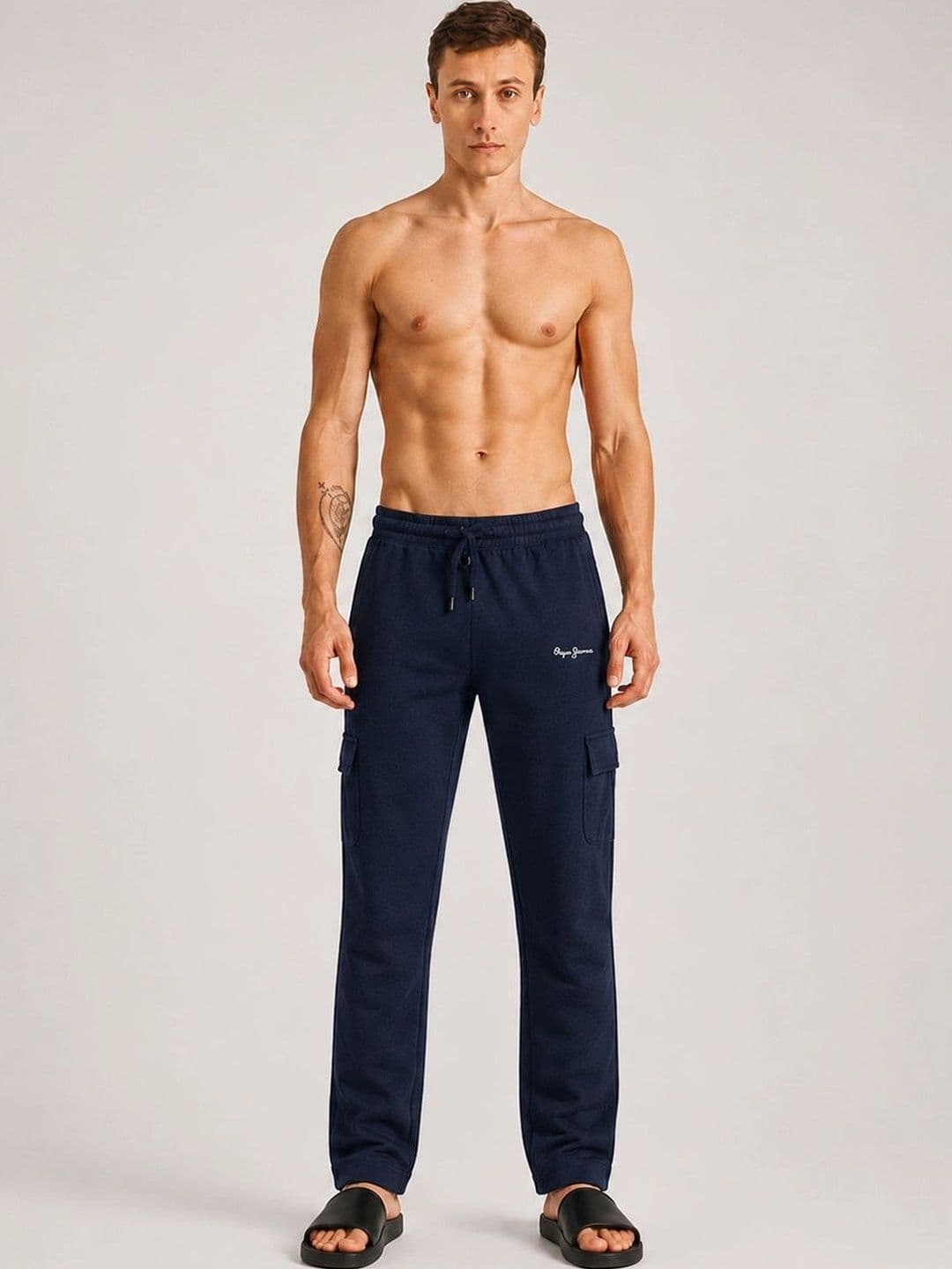 Pepe Jeans Men Solid Regular Fit Stretchable Jogger Lounge Pants - view 1