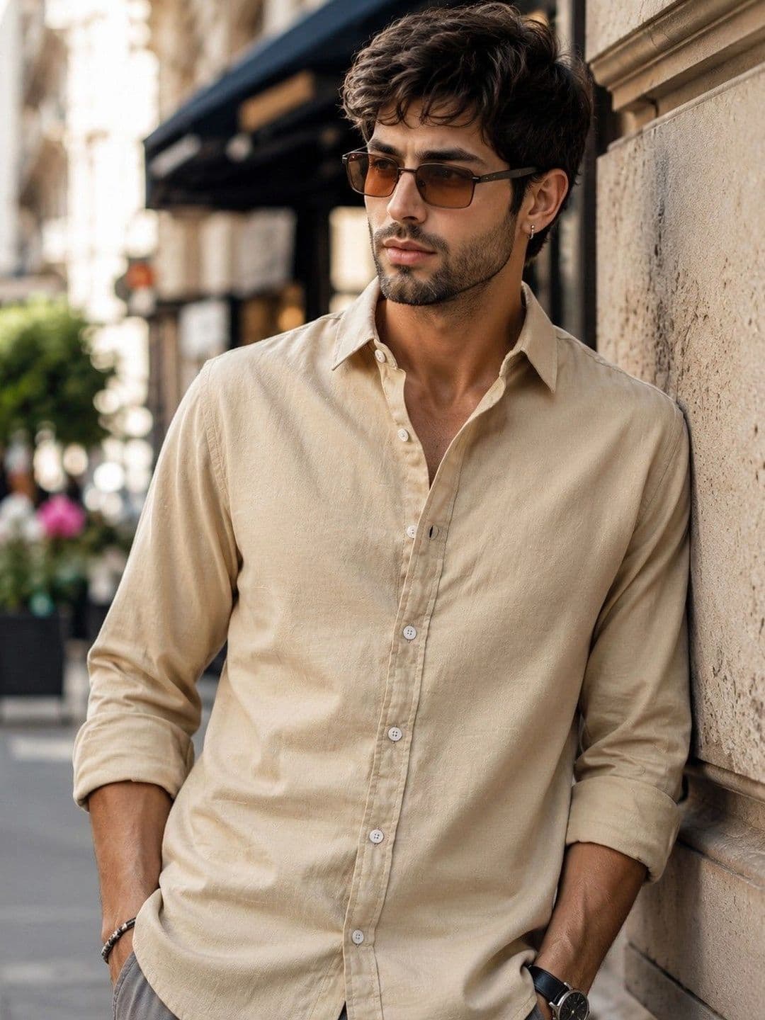 Maniac Men Cotton Linen Casual Shirt - view 1