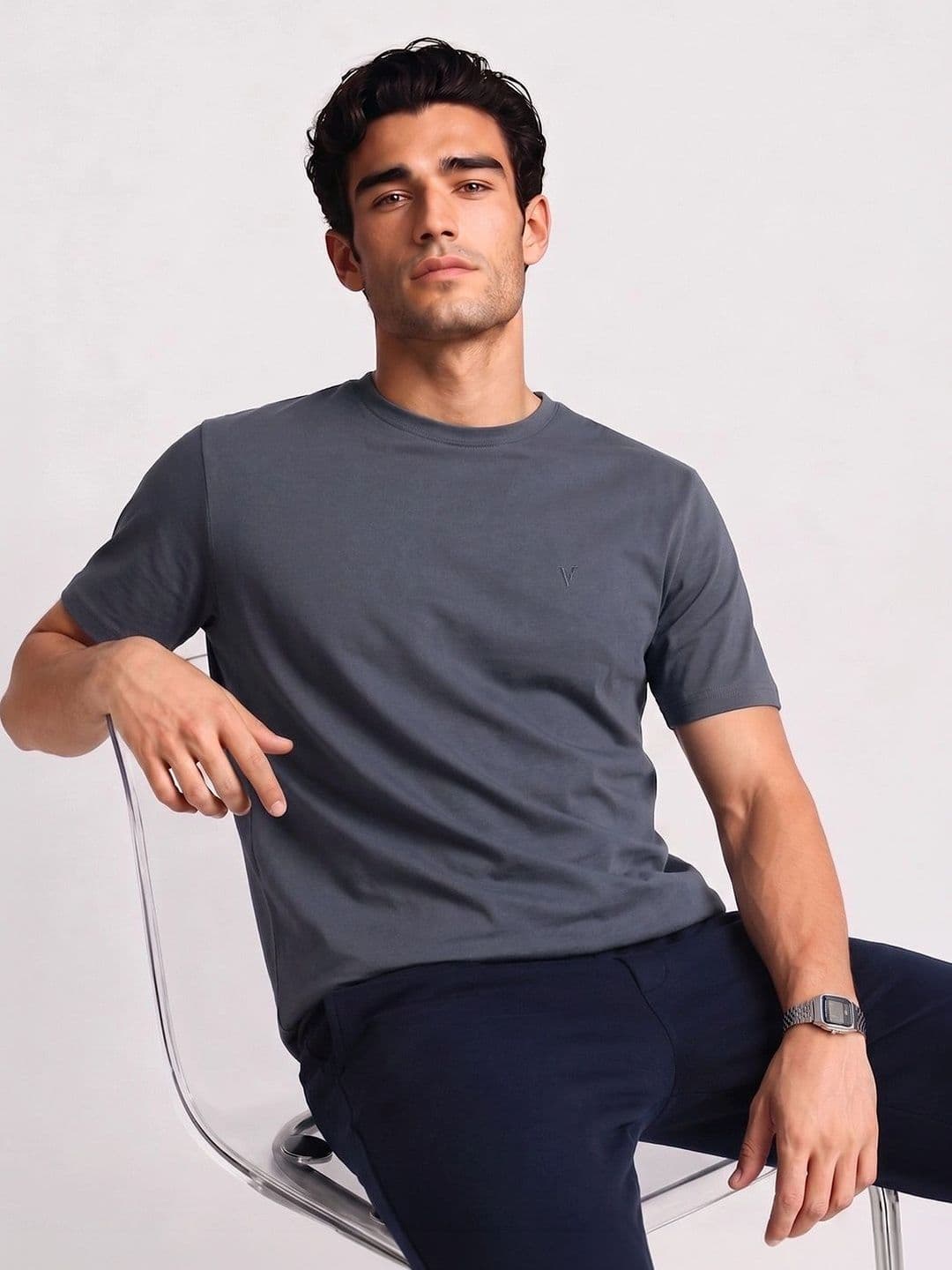 Van Heusen Innerwear Van Heusen Men Cotton Crew Neck Regular Fit Short Sleeves Soft Breathable Lounge Tshirt - view 1