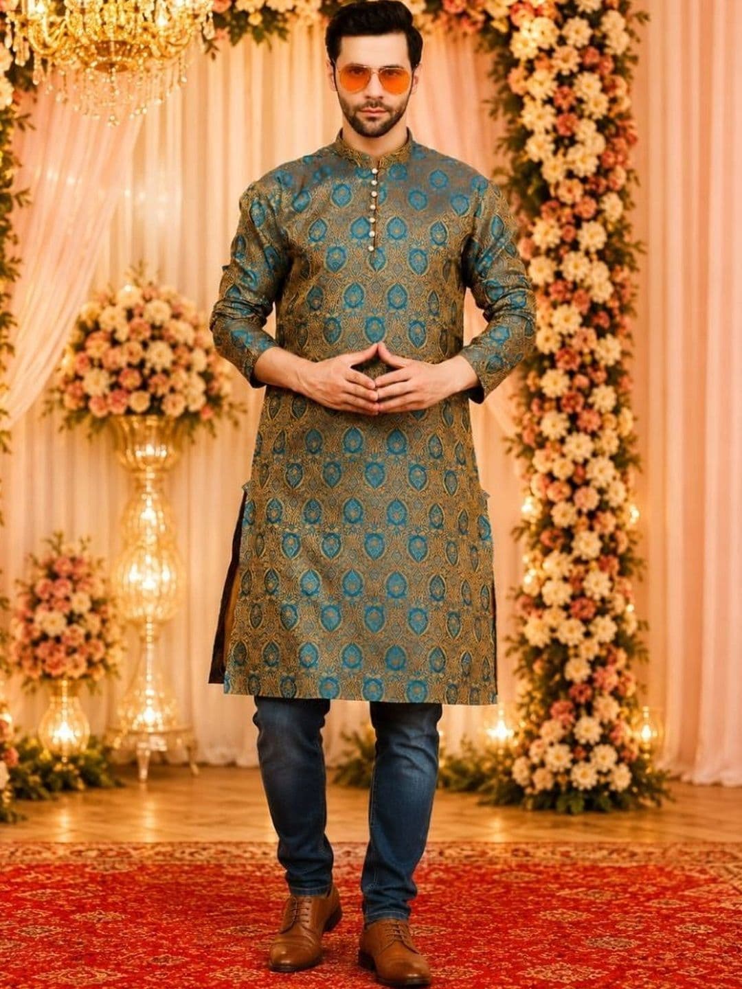 Sydney Heights Men Jacquard Kurta - view 1