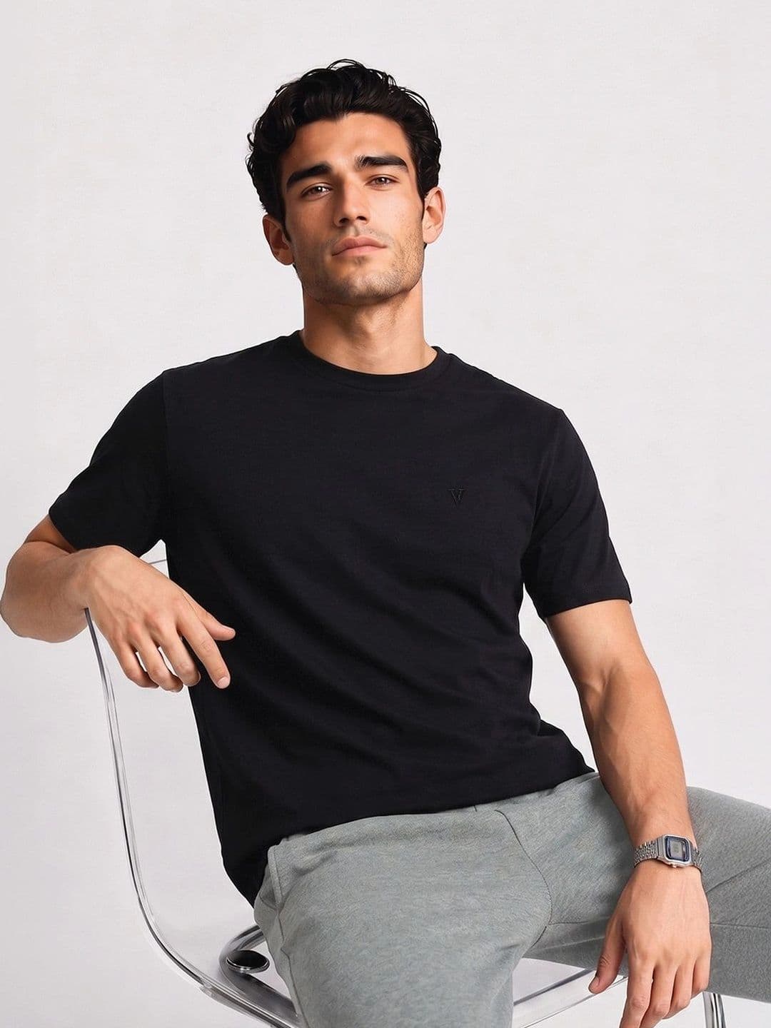 Van Heusen Innerwear Van Heusen Men Cotton Crew Neck Solid Regular Fit Short Sleeves Lounge Tshirt - view 1