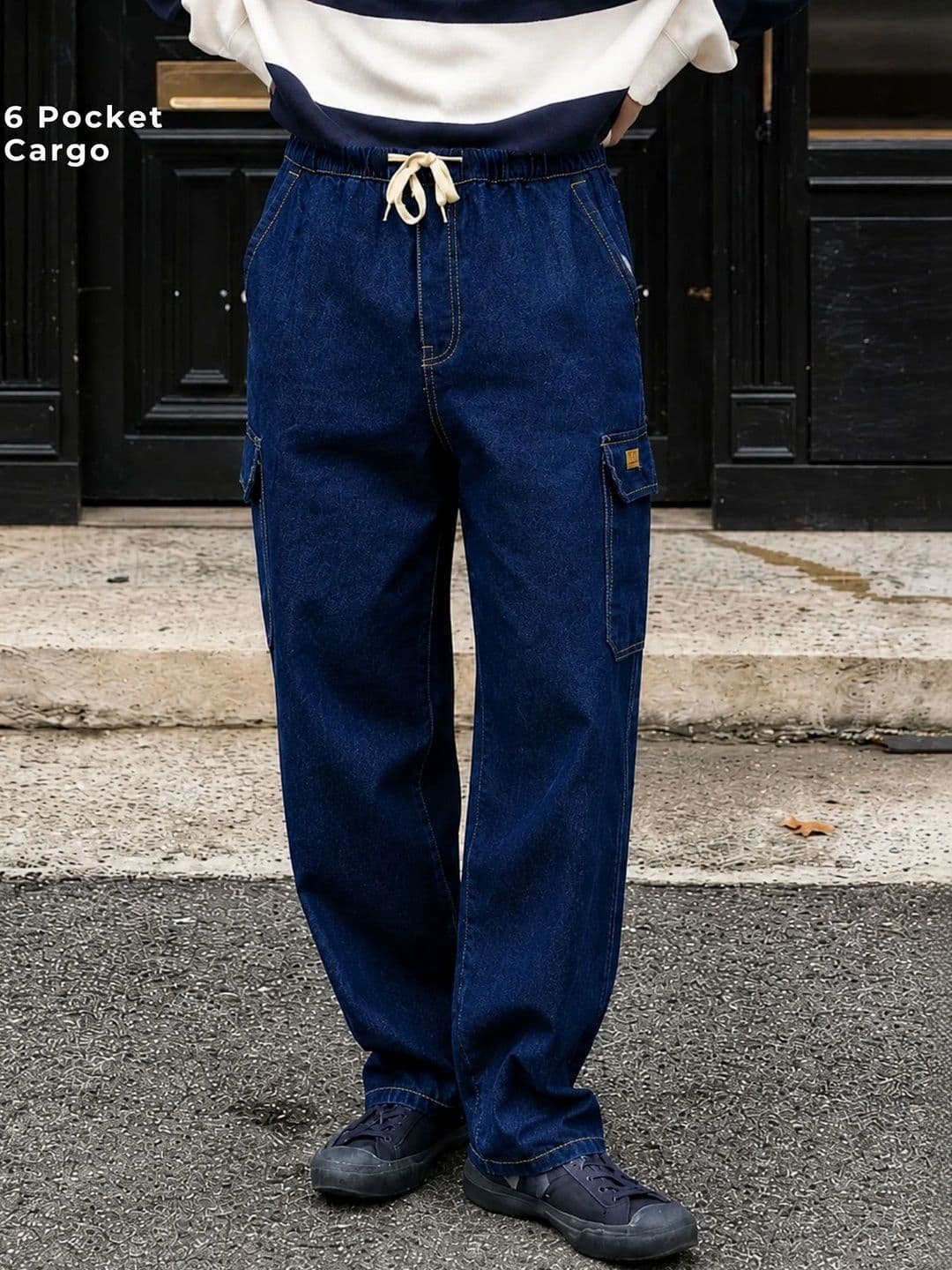 DENNISON Korean Baggy Fit Cargo Jeans - view 1