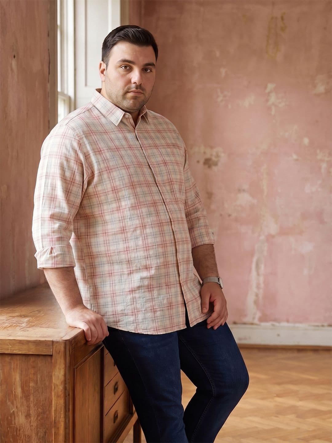 Sztori Plus Size Checked Pure Cotton Casual Shirt - view 1