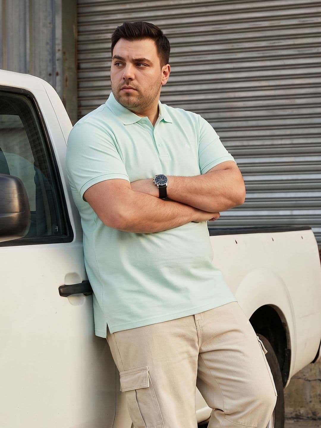 Sztori Plus Size Polo Collar Pure Cotton T-shirt - view 1