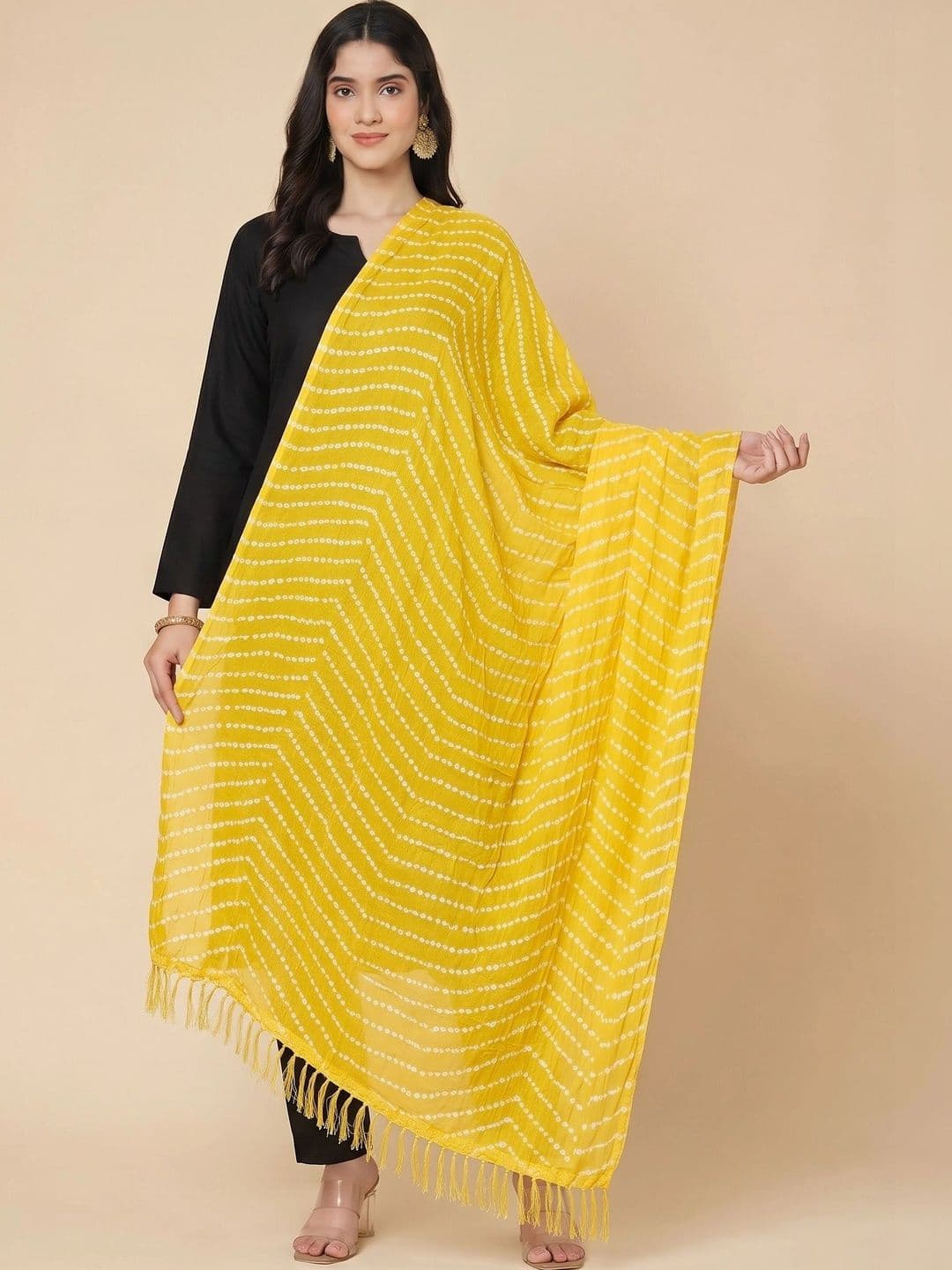 Zamour Printed Leheriya Dupatta - view 1