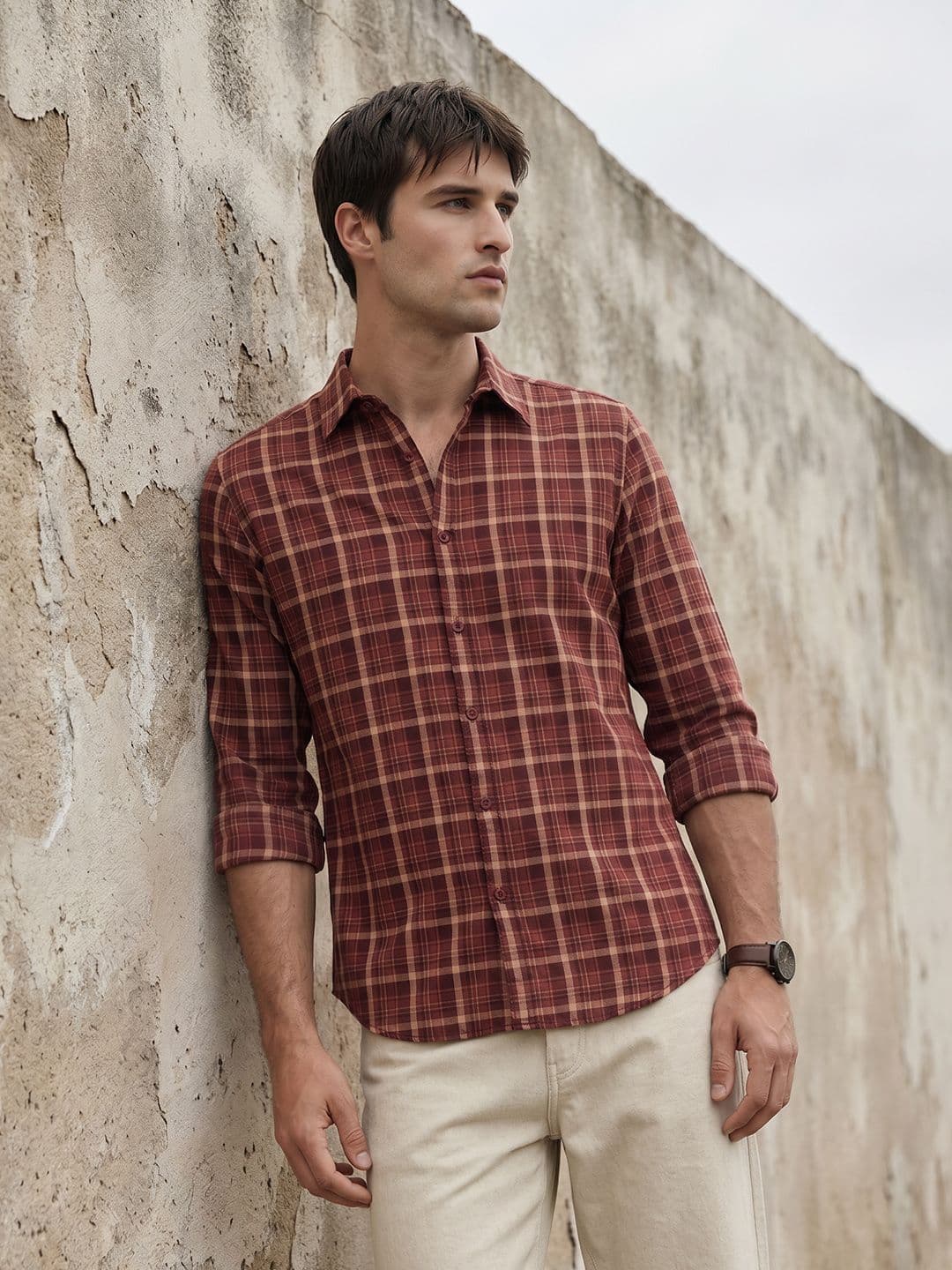 THE SHIRT CODE Tartan Checked Pure Cotton Casual Shirt - view 1