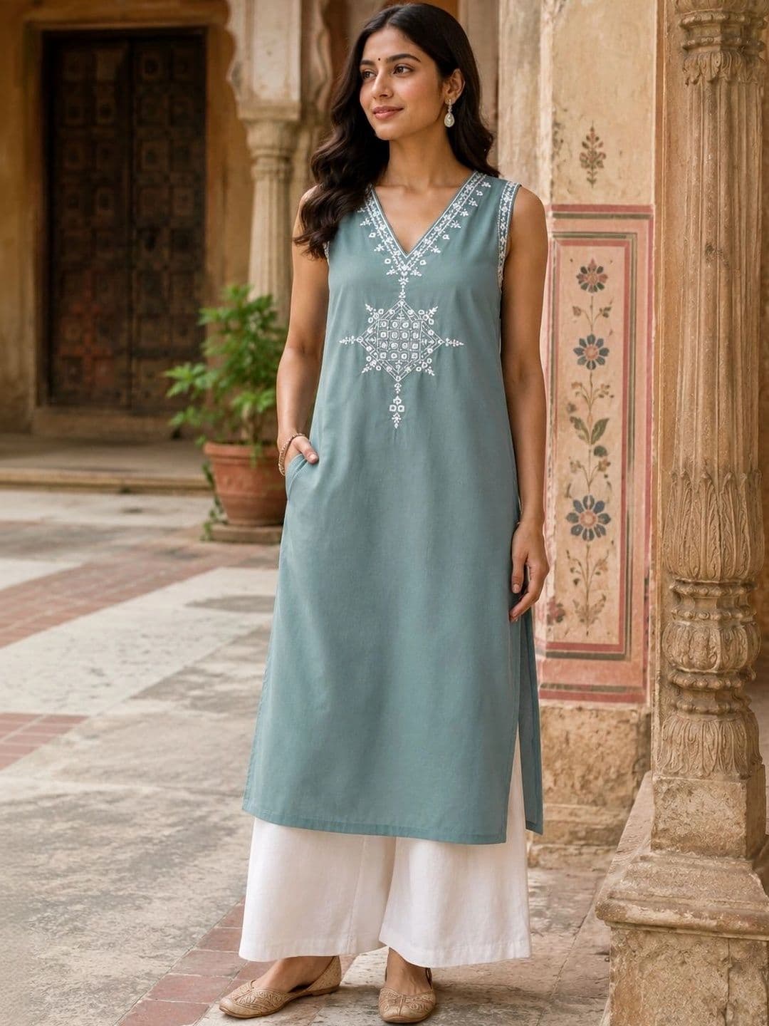 Fuchsia Women Embellished Thread Work Kurta - view 1