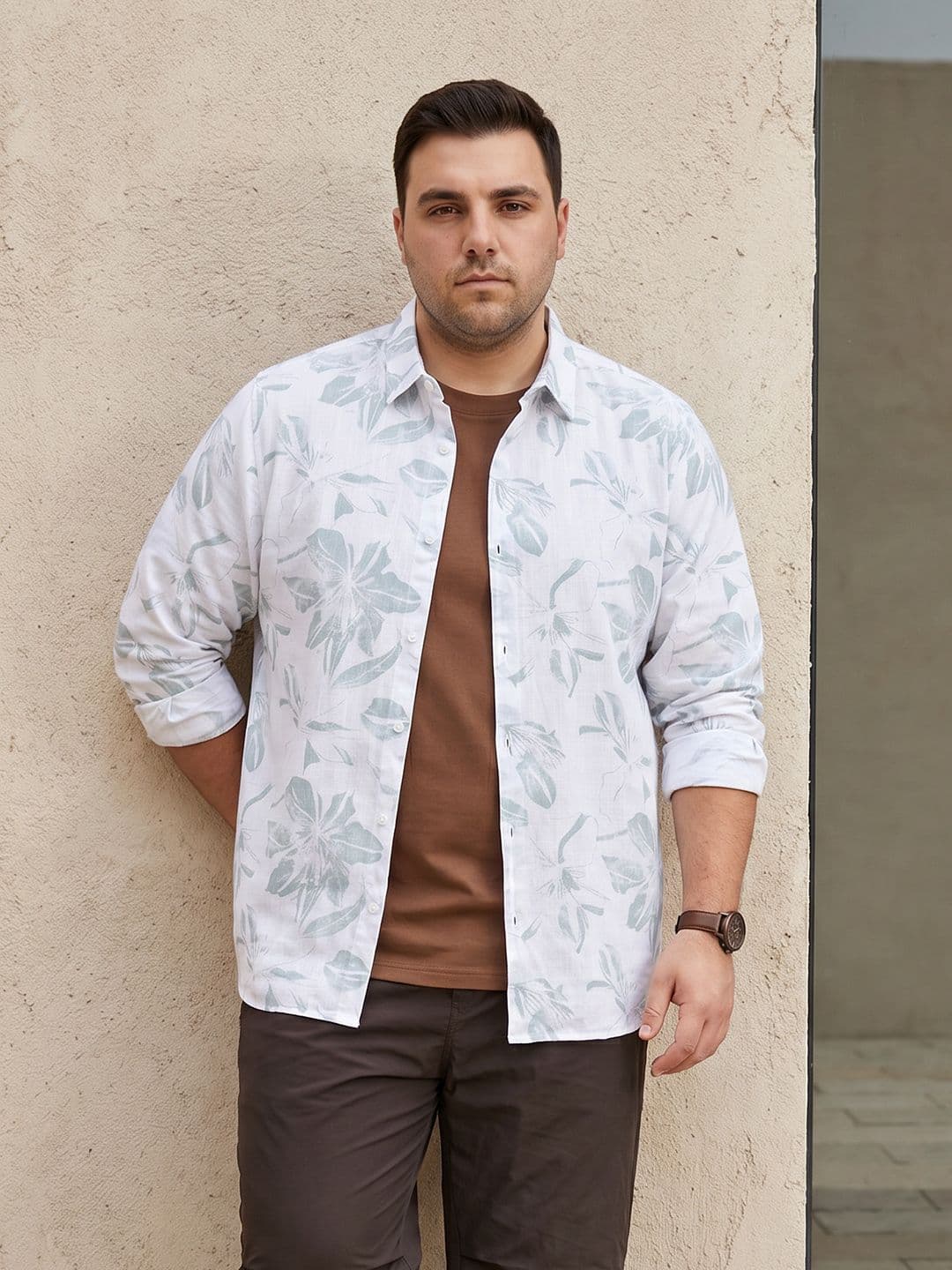 Sztori Plus Size Floral Printed Pure Cotton Casual Shirt - view 1