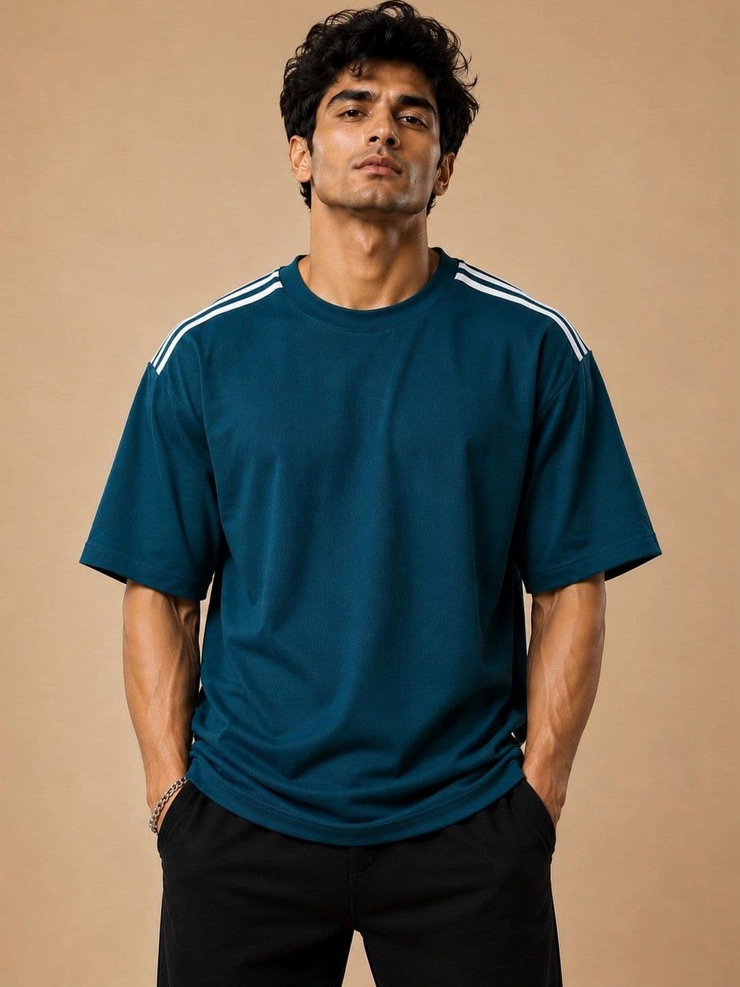 RuledBySun Men Brand Logo Drop-Shoulder Sleeves T-shirt - view 1
