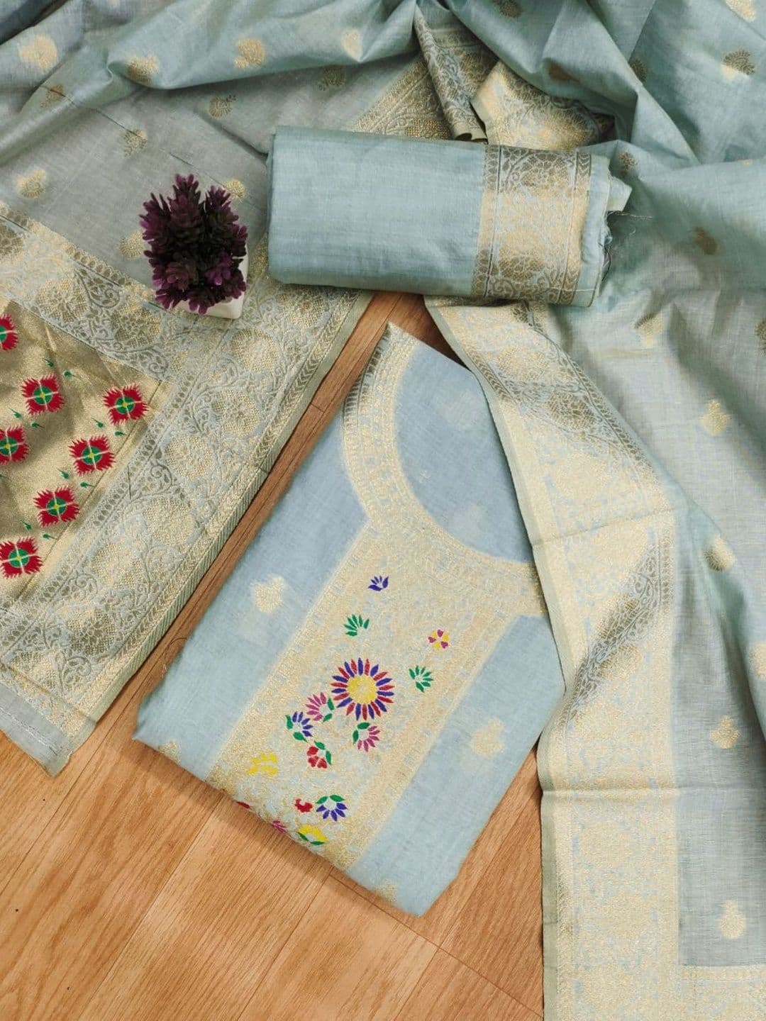 HERE&NOW Pure Cotton Unstitched Dress Material - view 1