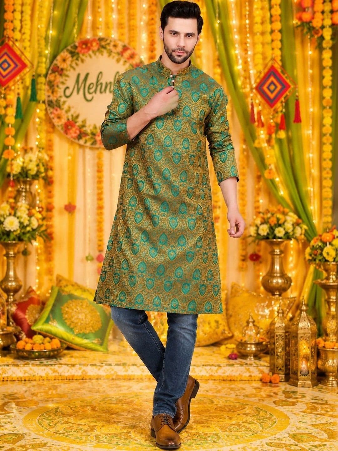 Sydney Heights Men Jacquard Kurta - view 1