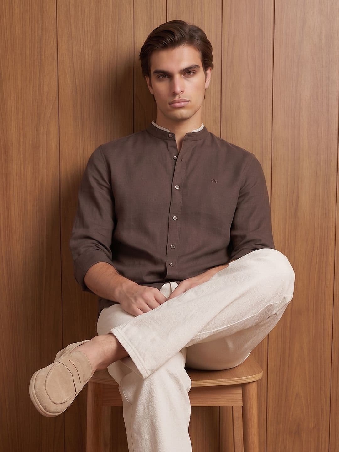 Mr Bowerbird Band Collar Casual Shirt - view 1