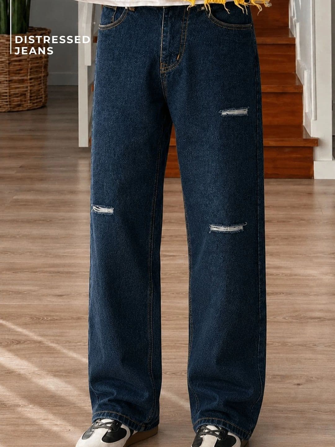 DENNISON Baggy Fit Distressed Jeans - view 1