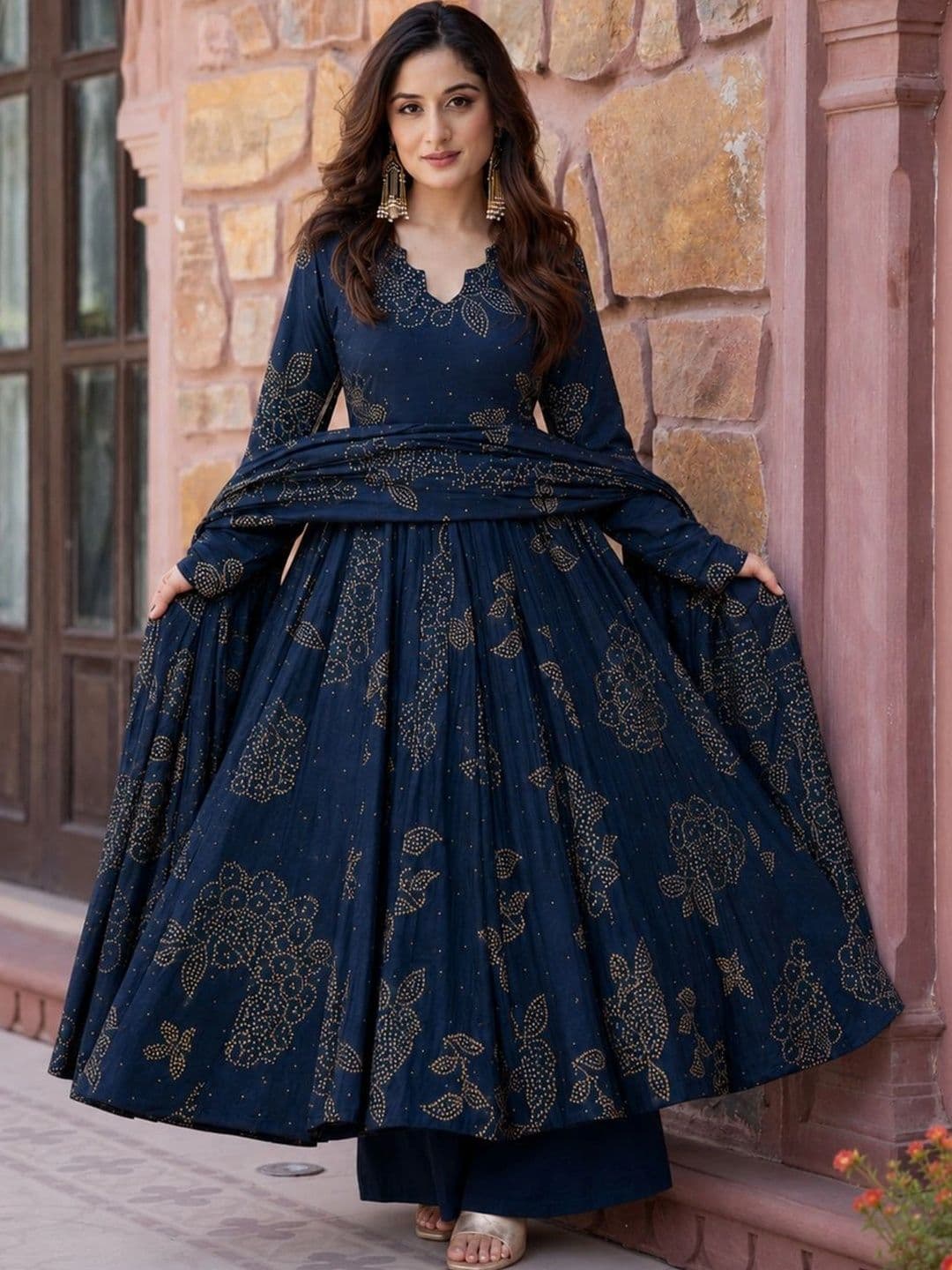 KALINI Women Ethnic Motifs Printed Tiered Kurta with Palazzos & With Dupatta - view 1