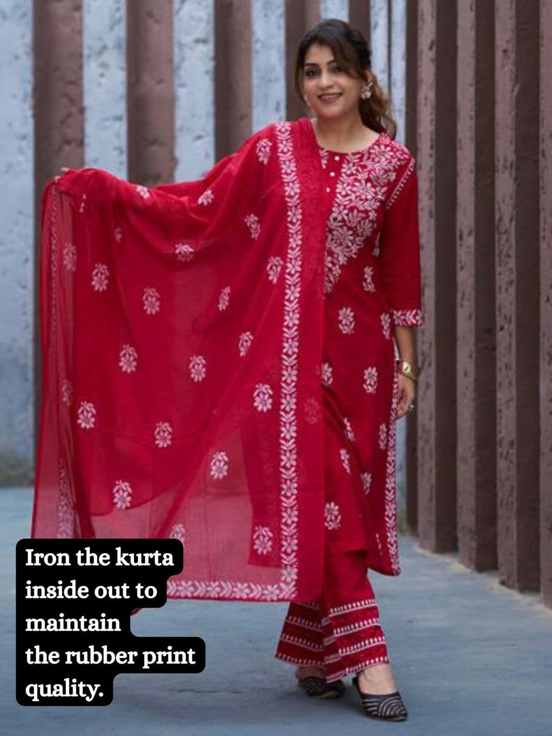 YASH GALLERY Women Rayon Kurta Set with Rubber Print Dupatta Set - view 1