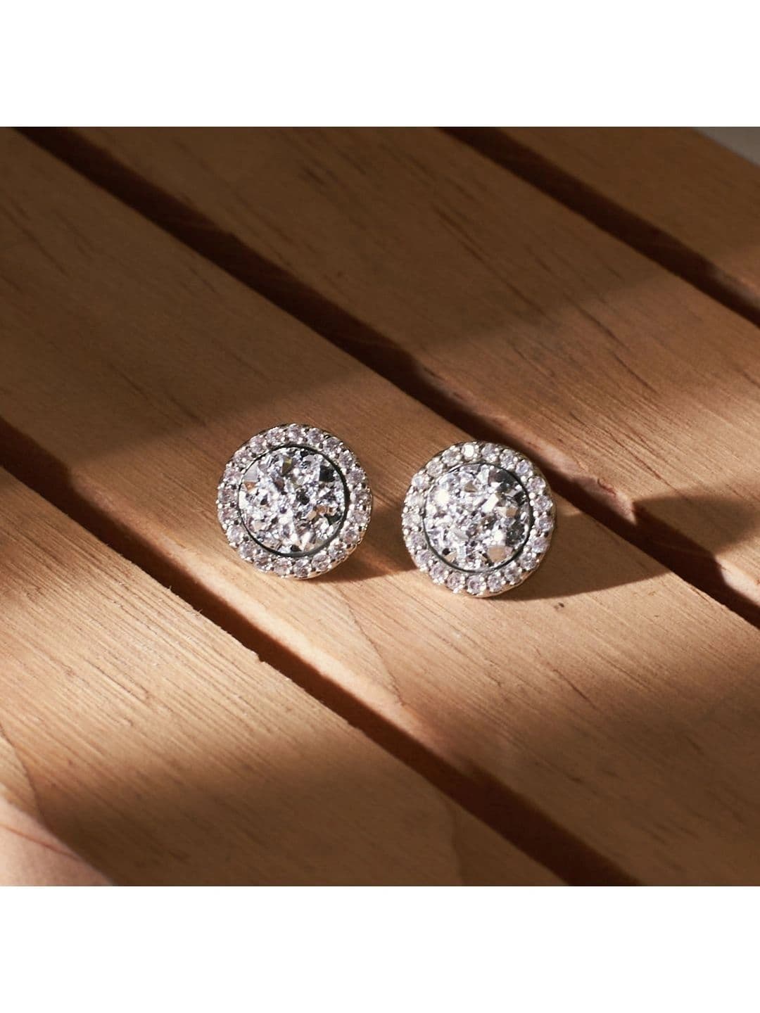 SALTY Men Contemporary Stone Studded Studs Earrings - view 1