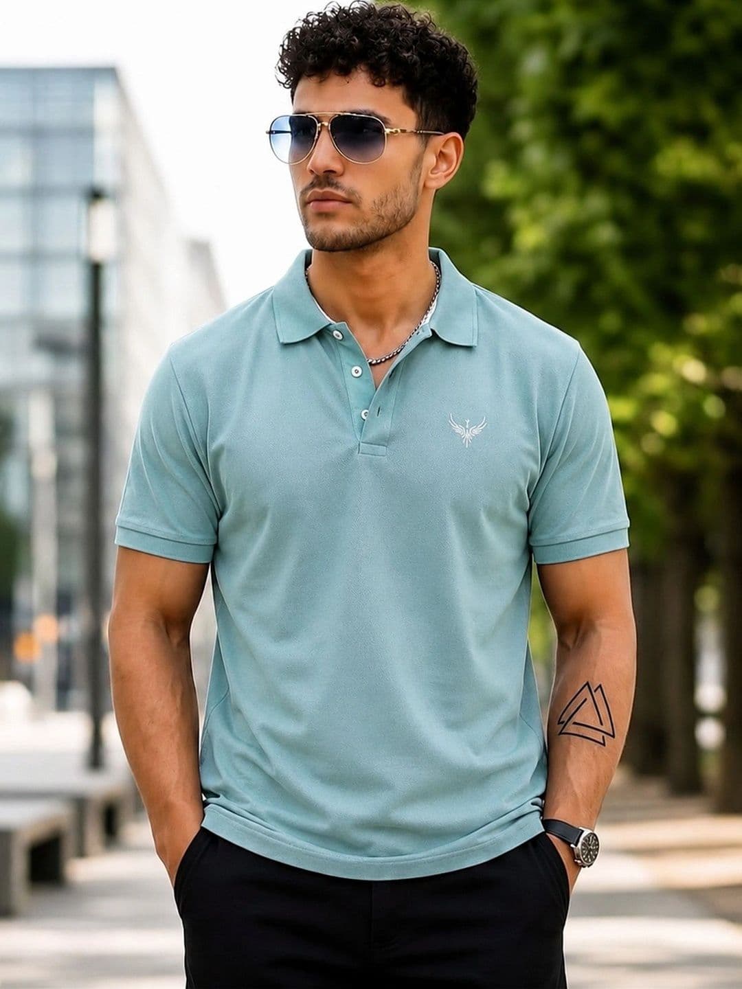 Utopium Men Brand Logo Polo Collar T-shirt - view 1