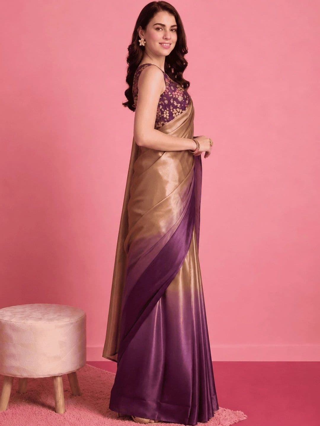 RACHNA Ombre Satin Designer Saree - view 1