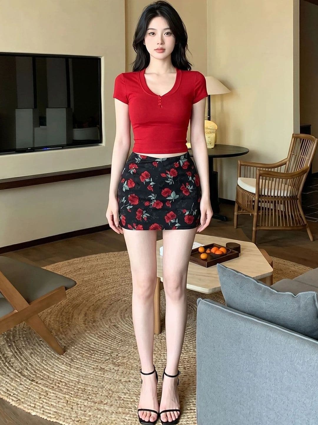 StyleCast x Revolte Women Floral Mini Straight Skirt - view 1