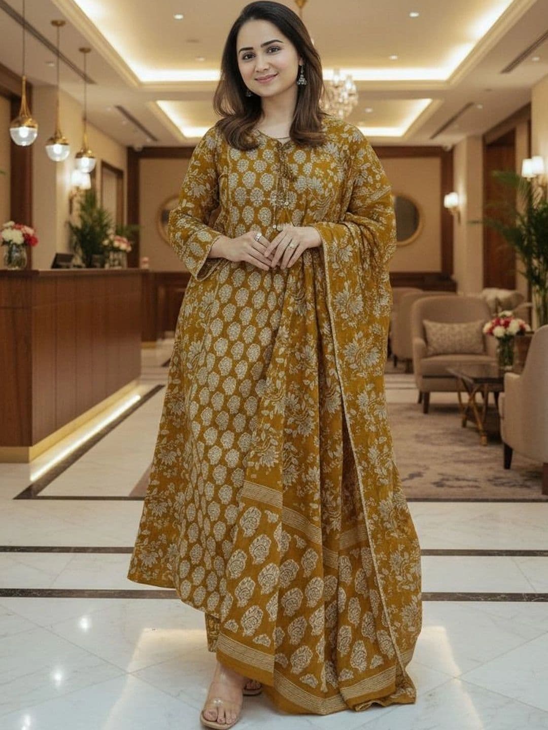BABA KURTI Women Floral Printed Regular Kurta with Palazzos & With Dupatta - view 1