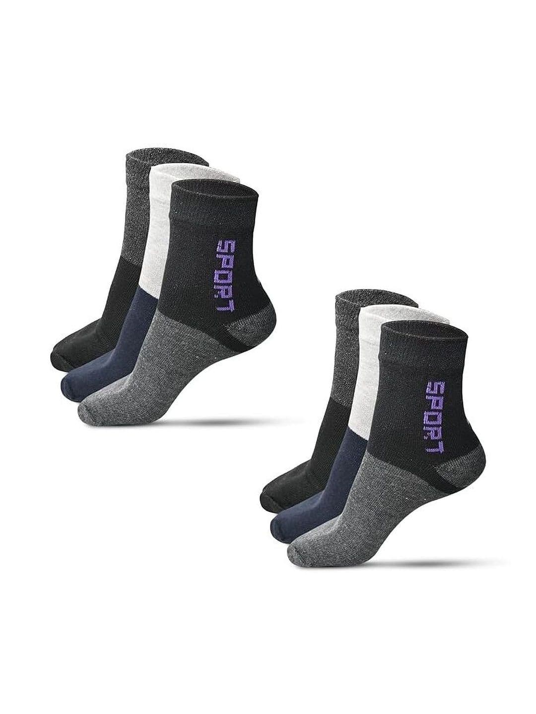 SOKSI Men Pack of 6 Cotton Assorted Colourblocked Ankle Length Socks - view 1