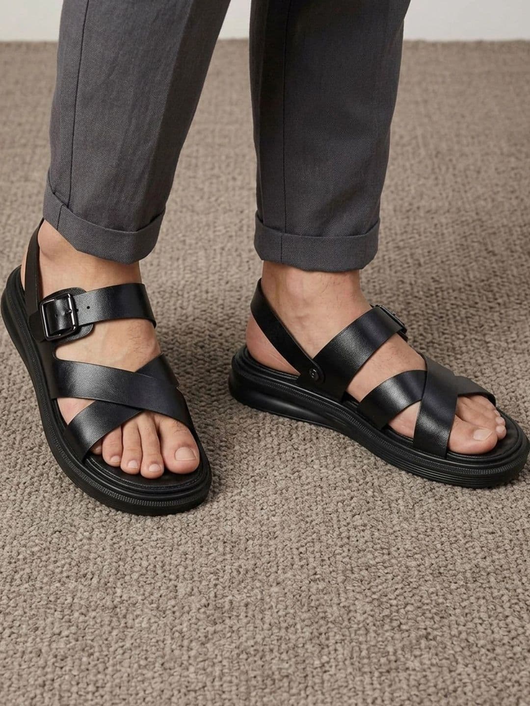 Carlton London Men Leather Comfort Sandals - view 1
