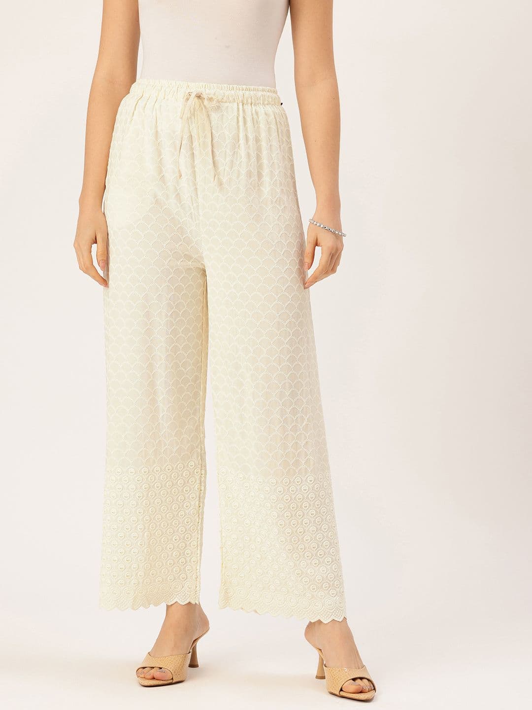 FERANOID Women Embroidered Knitted Ethnic Palazzos - view 1