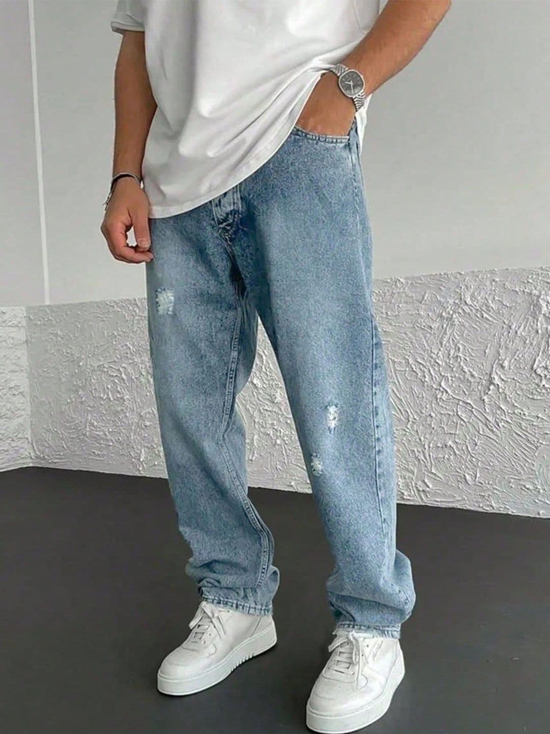 Encrypt Men Regular Fit High-Rise Low Distress Jeans - view 1