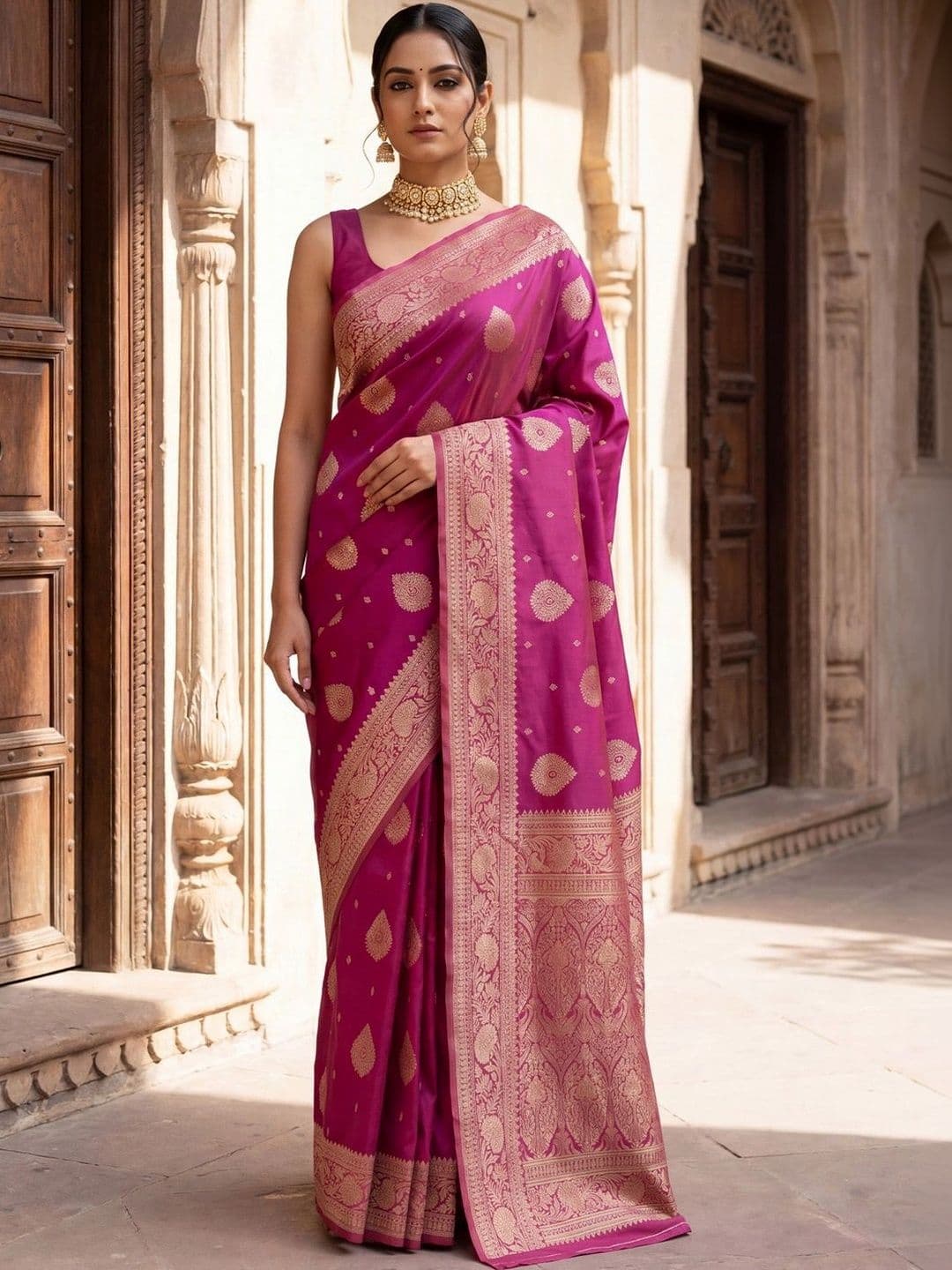 Anouk Rustic Woven Design Zari Silk Blend Designer Banarasi Saree - view 1