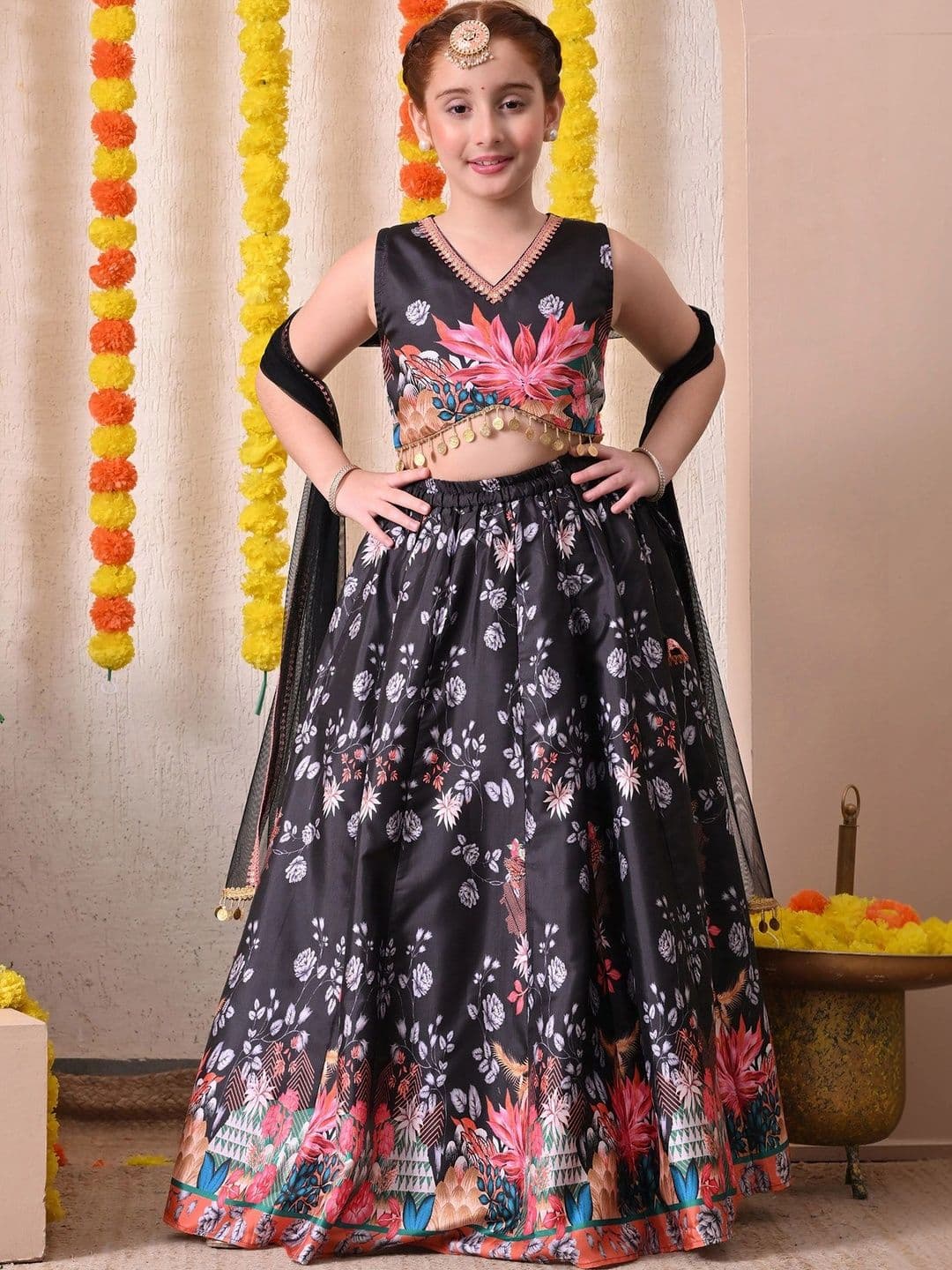 House of Pataudi Girls Printed Ready to Wear Lehenga & Blouse With Dupatta - view 1