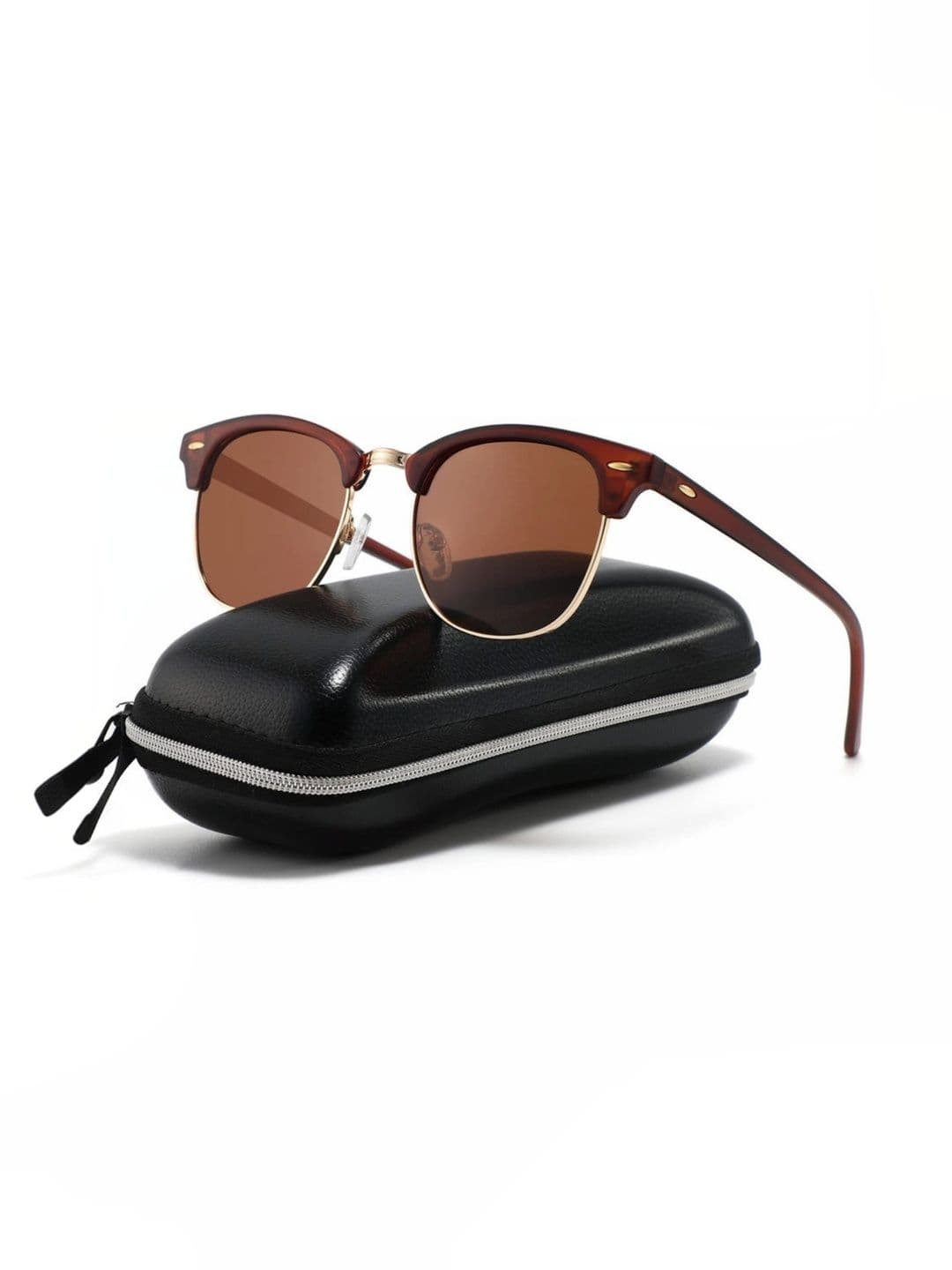 SPADEACES Unisex Brown Lens & Brown Browline Sunglasses with - view 1
