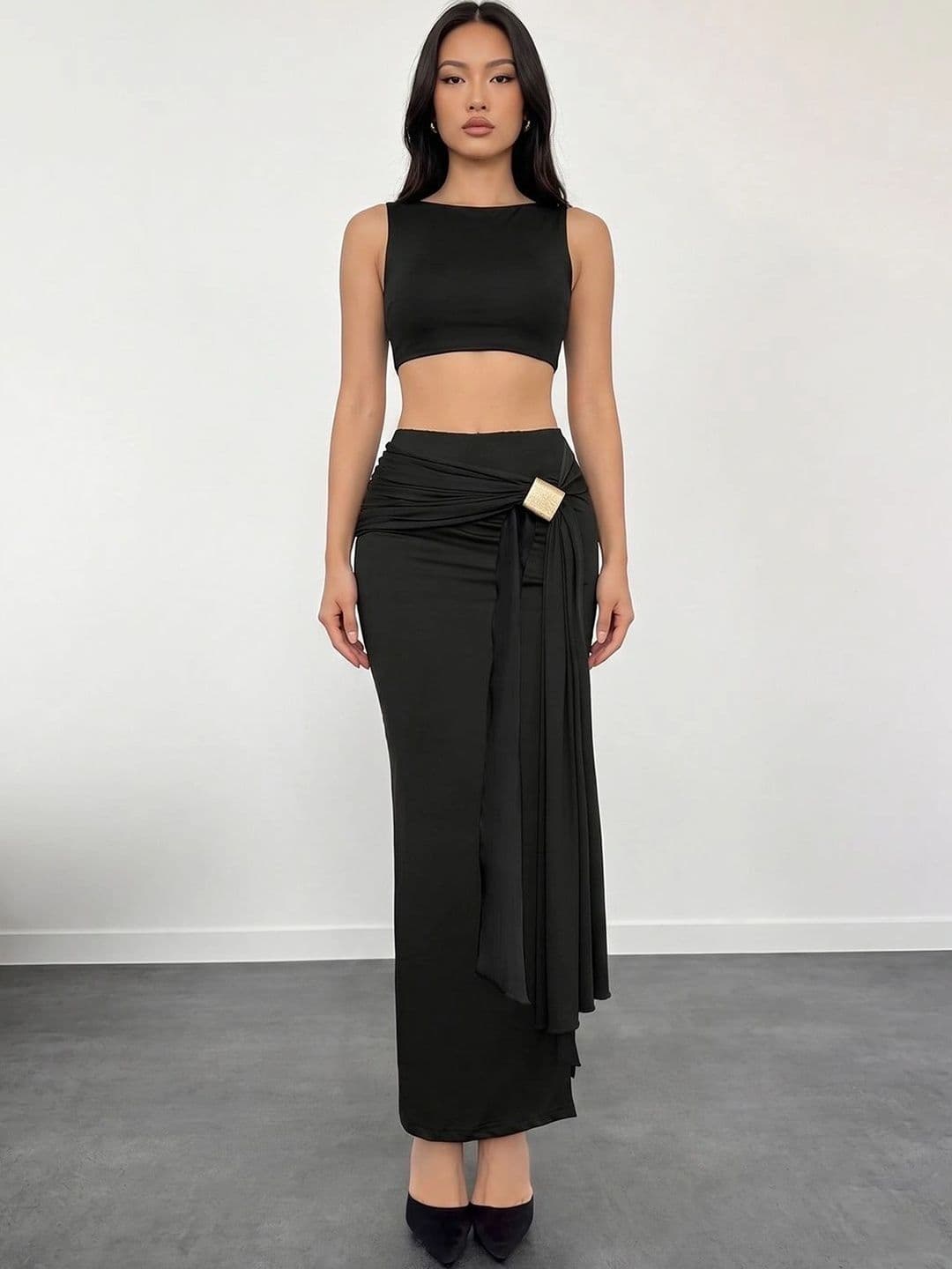 StyleCast x Revolte Women Draped Maxi Straight Skirt - view 1